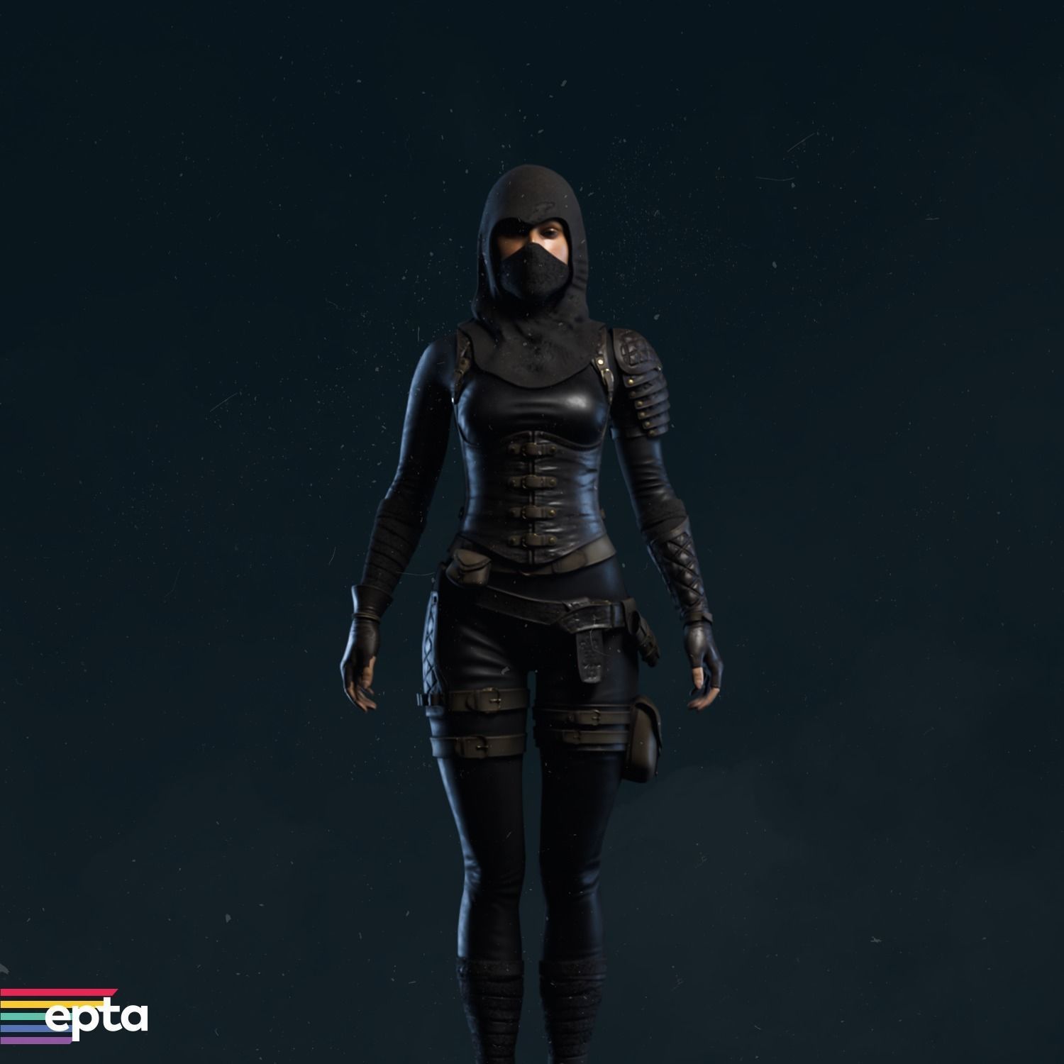 The Rogue female ninja Low-poly 3D model_5