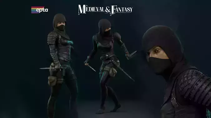 The Rogue female ninja Low-poly 3D model