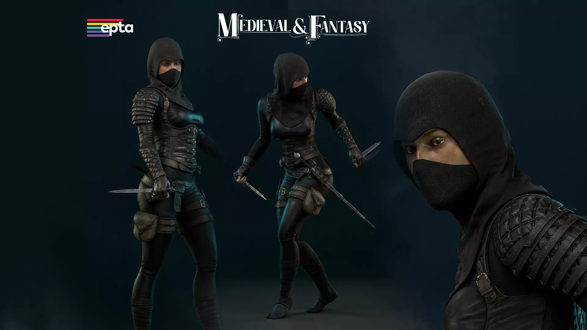 The Rogue female ninja Low-poly 3D model_0