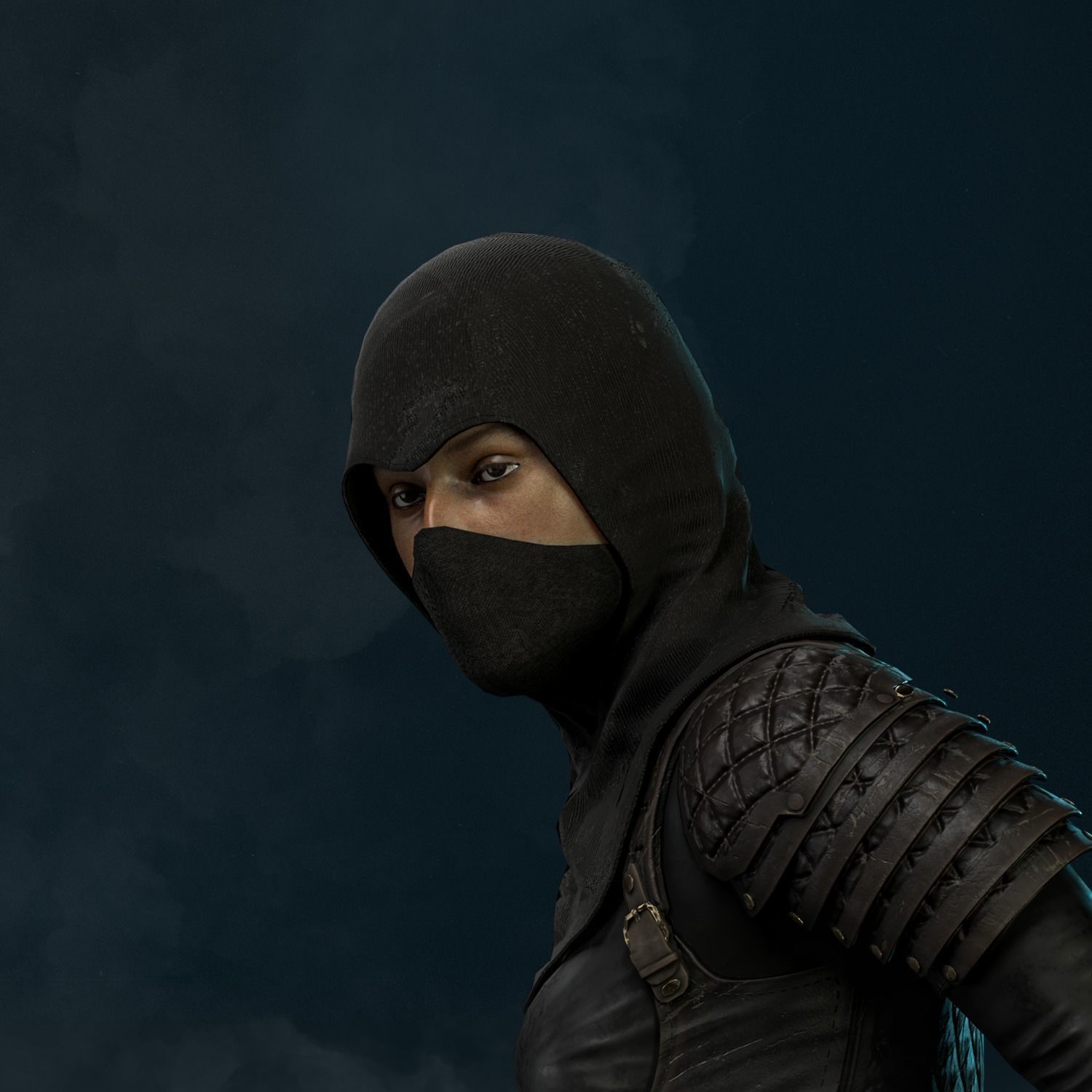 The Rogue female ninja Low-poly 3D model_2