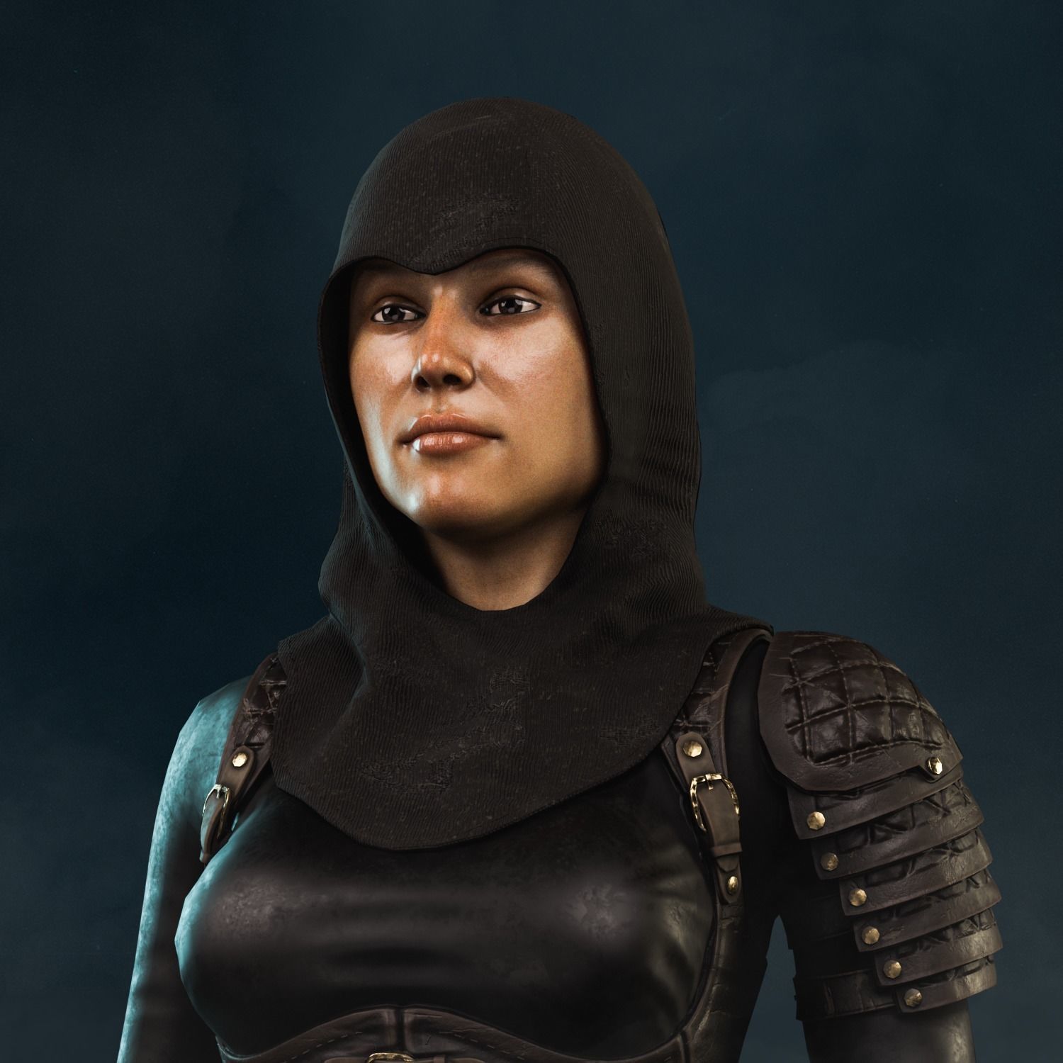 The Rogue female ninja Low-poly 3D model_4