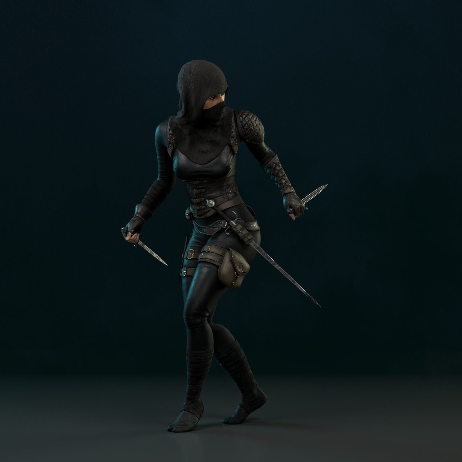 The Rogue female ninja Low-poly 3D model_3
