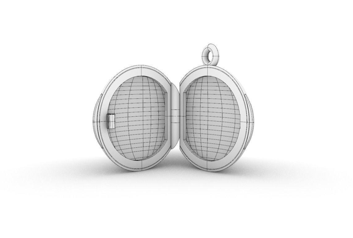 Round locket with integrated hinge and clasp - 20mm 3D print model_5