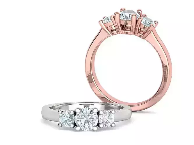Classic 3 STONE Engagement Ring 3dmodel Promise Ring 3D print model