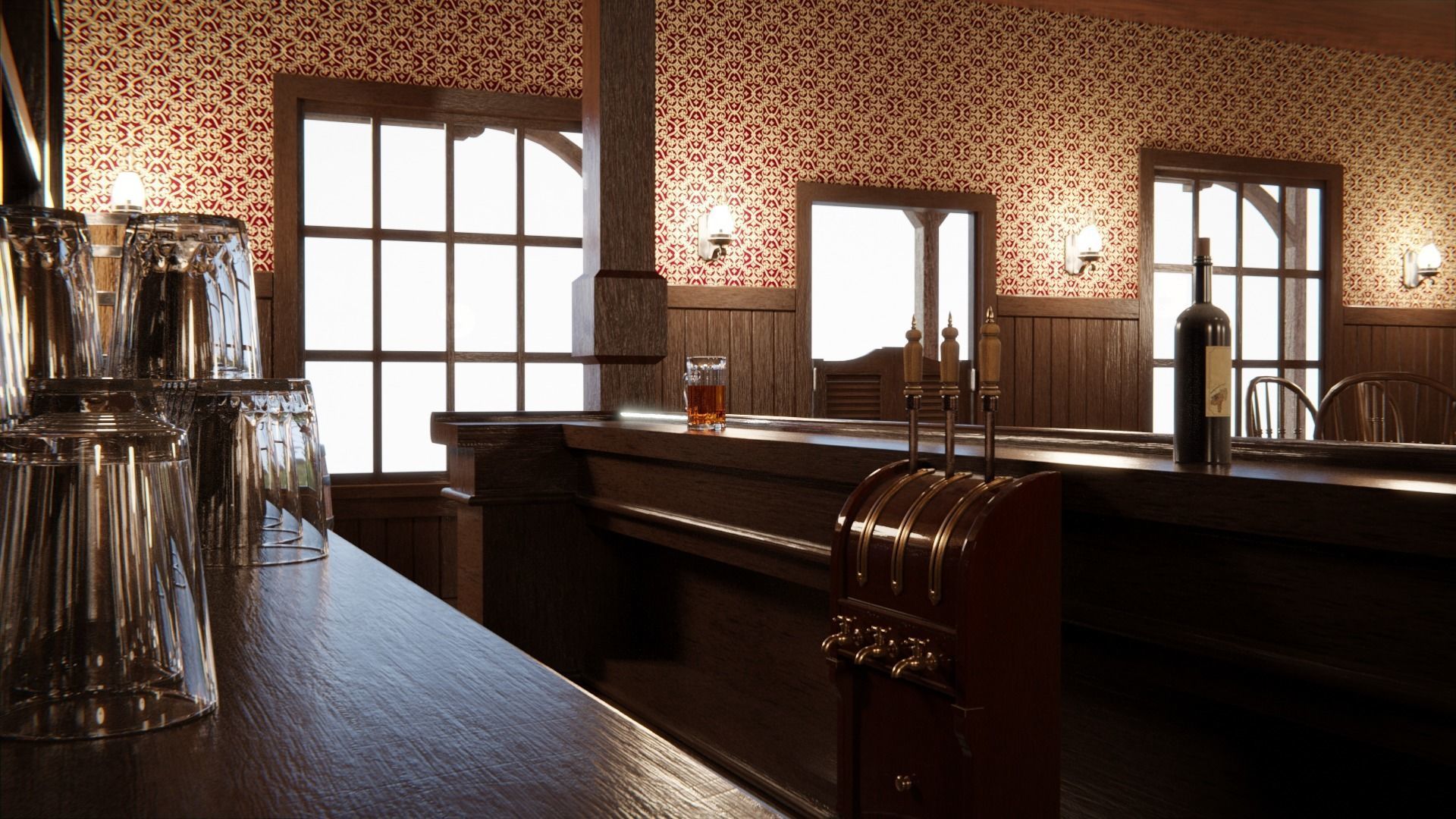 Western Saloon Interior 3d Scene 3D model_6
