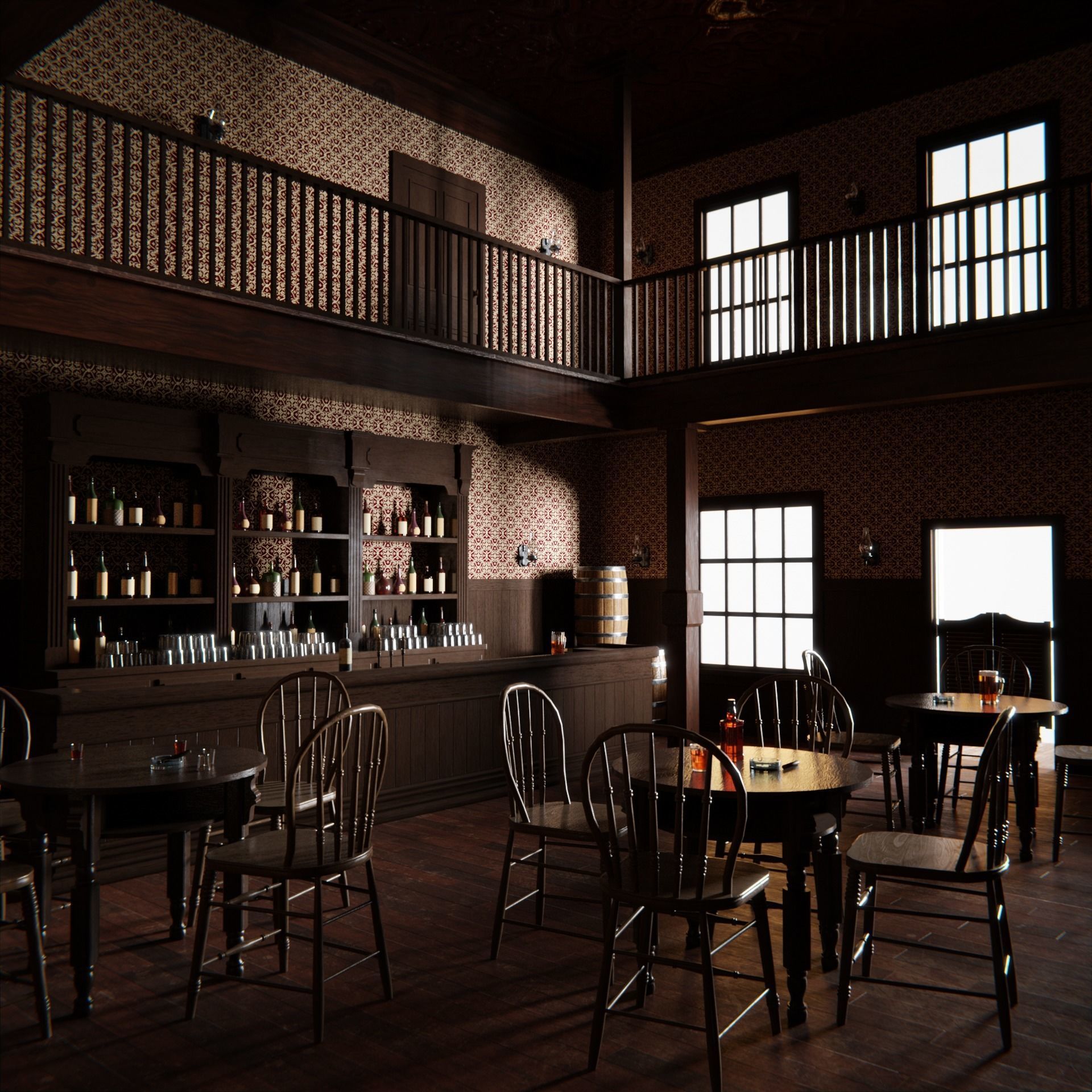Western Saloon Interior 3d Scene 3D model_14