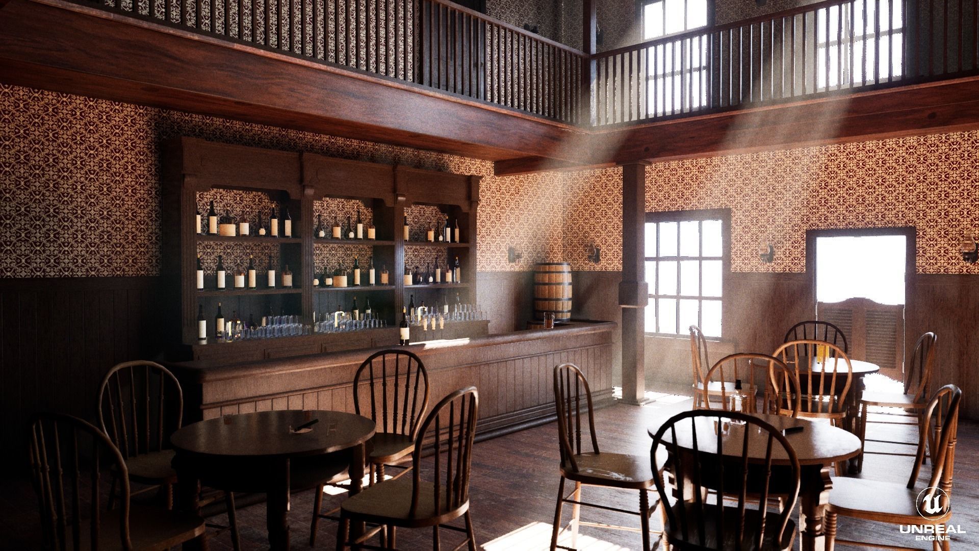 Western Saloon Interior 3d Scene 3D model_2