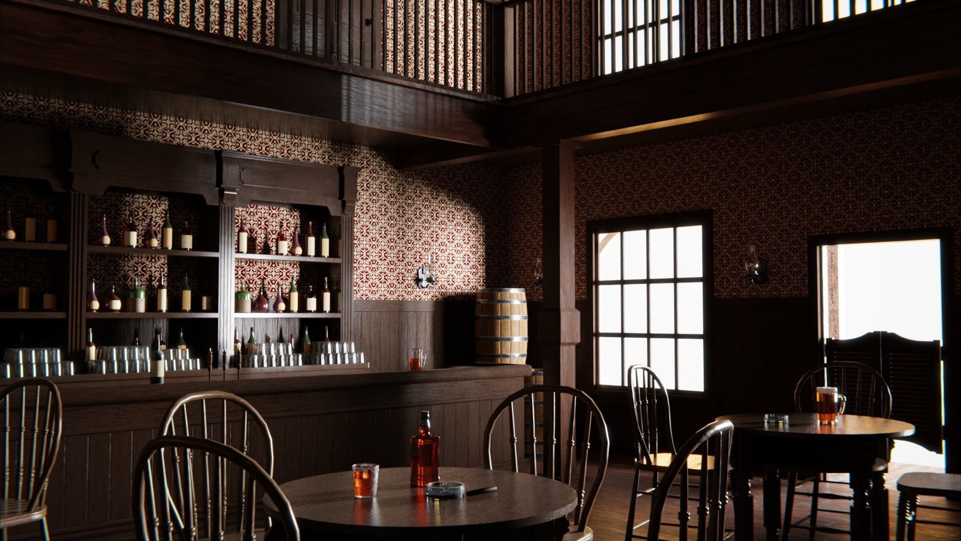 Western Saloon Interior 3d Scene 3D model_10