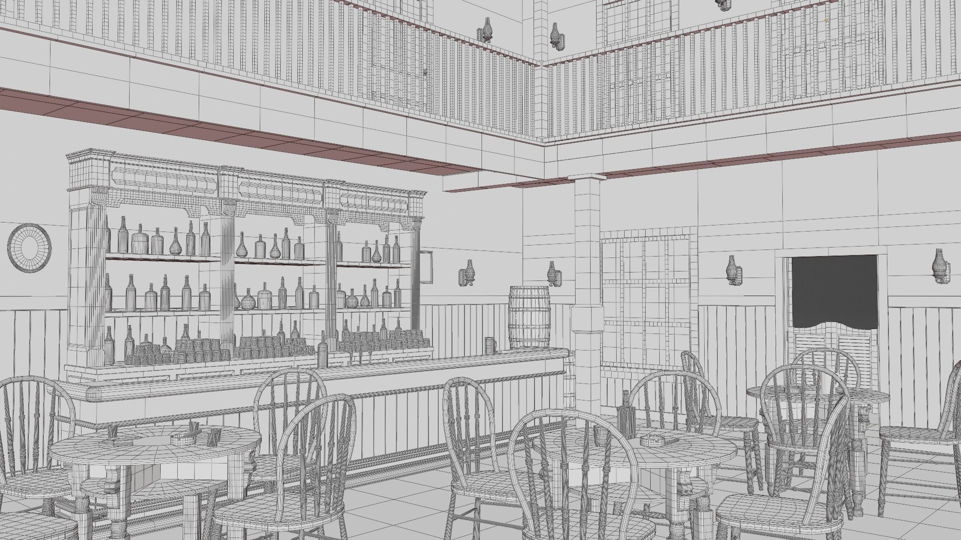 Western Saloon Interior 3d Scene 3D model_42