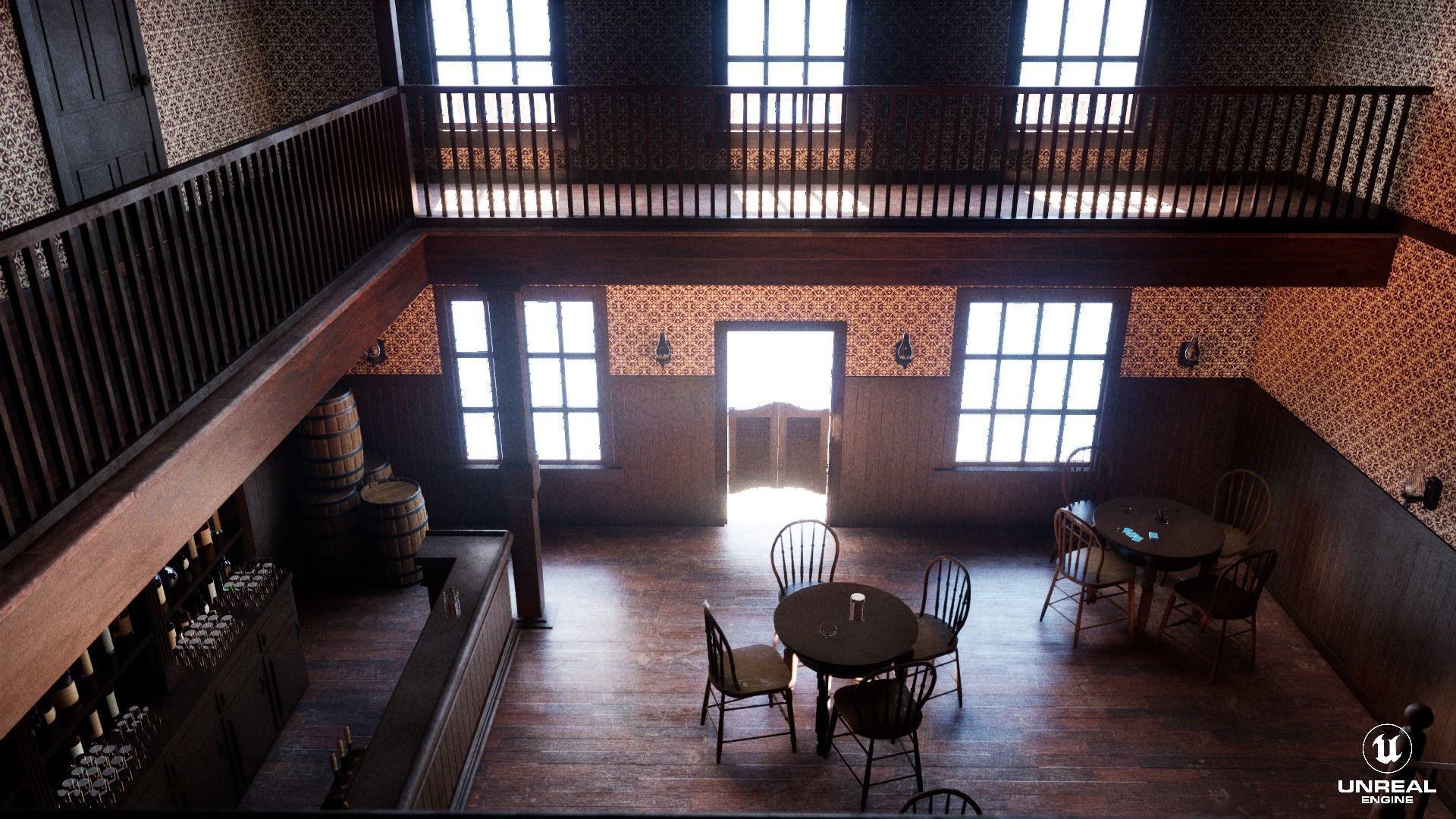Western Saloon Interior 3d Scene 3D model_7