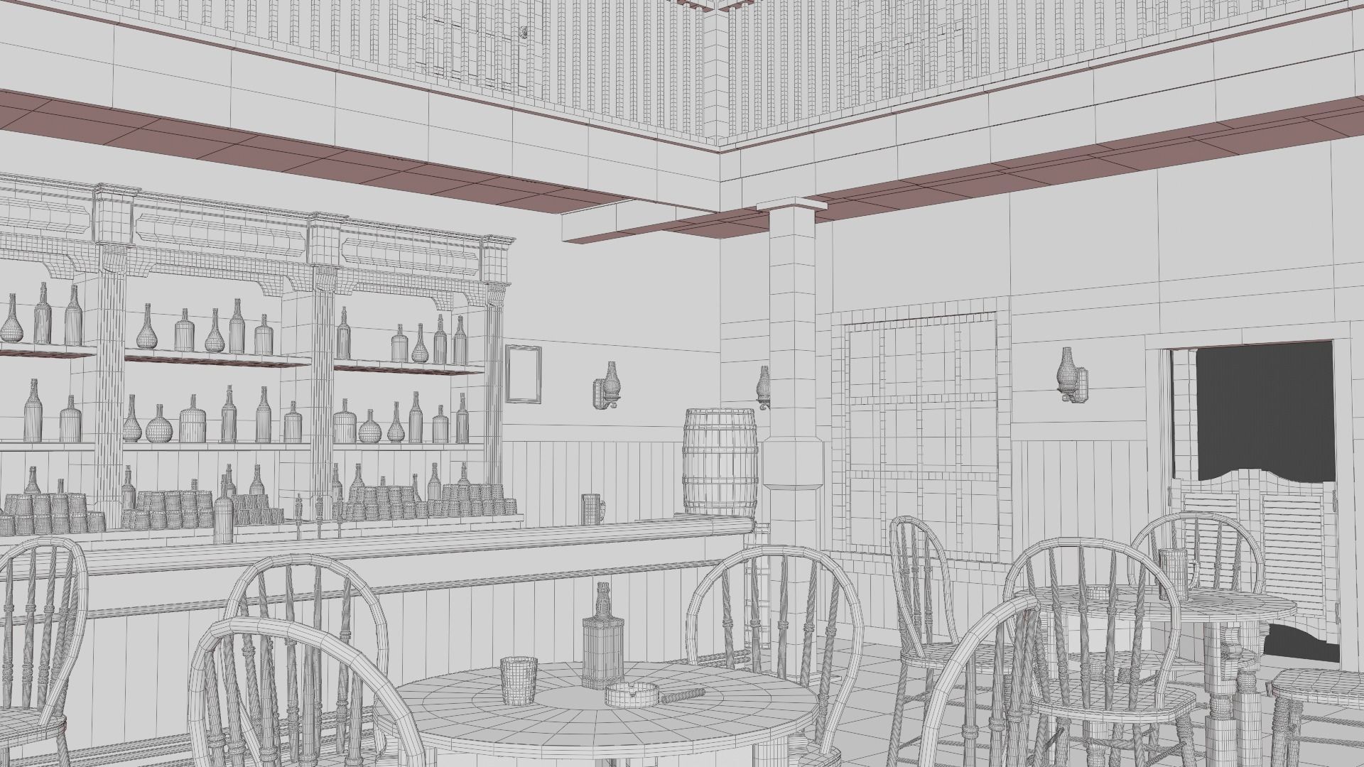 Western Saloon Interior 3d Scene 3D model_55