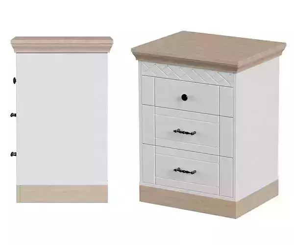 Nightstand bedside cabinet with three drawers 3D model