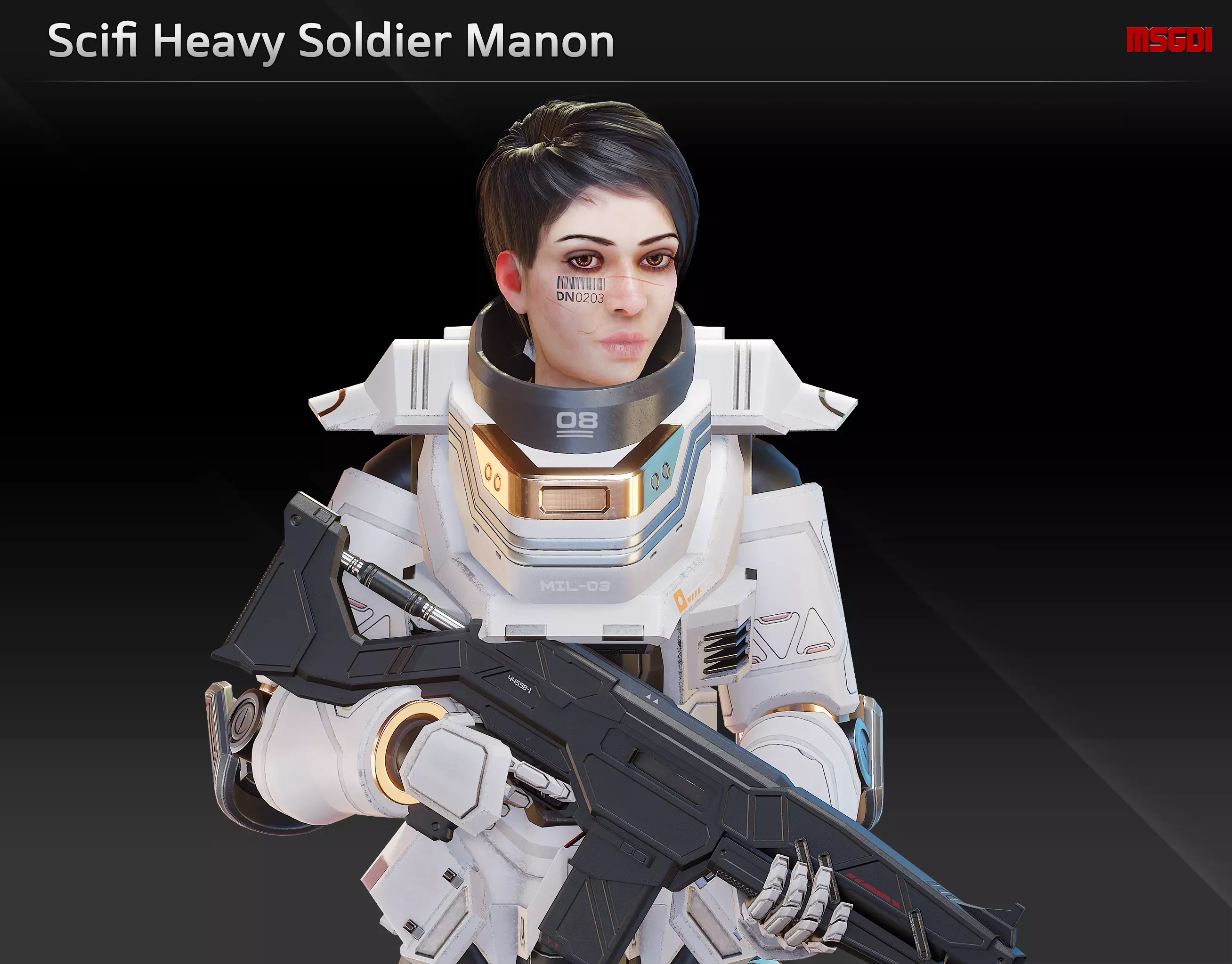Scifi Heavy Soldier Manon Low-poly 3D model_0