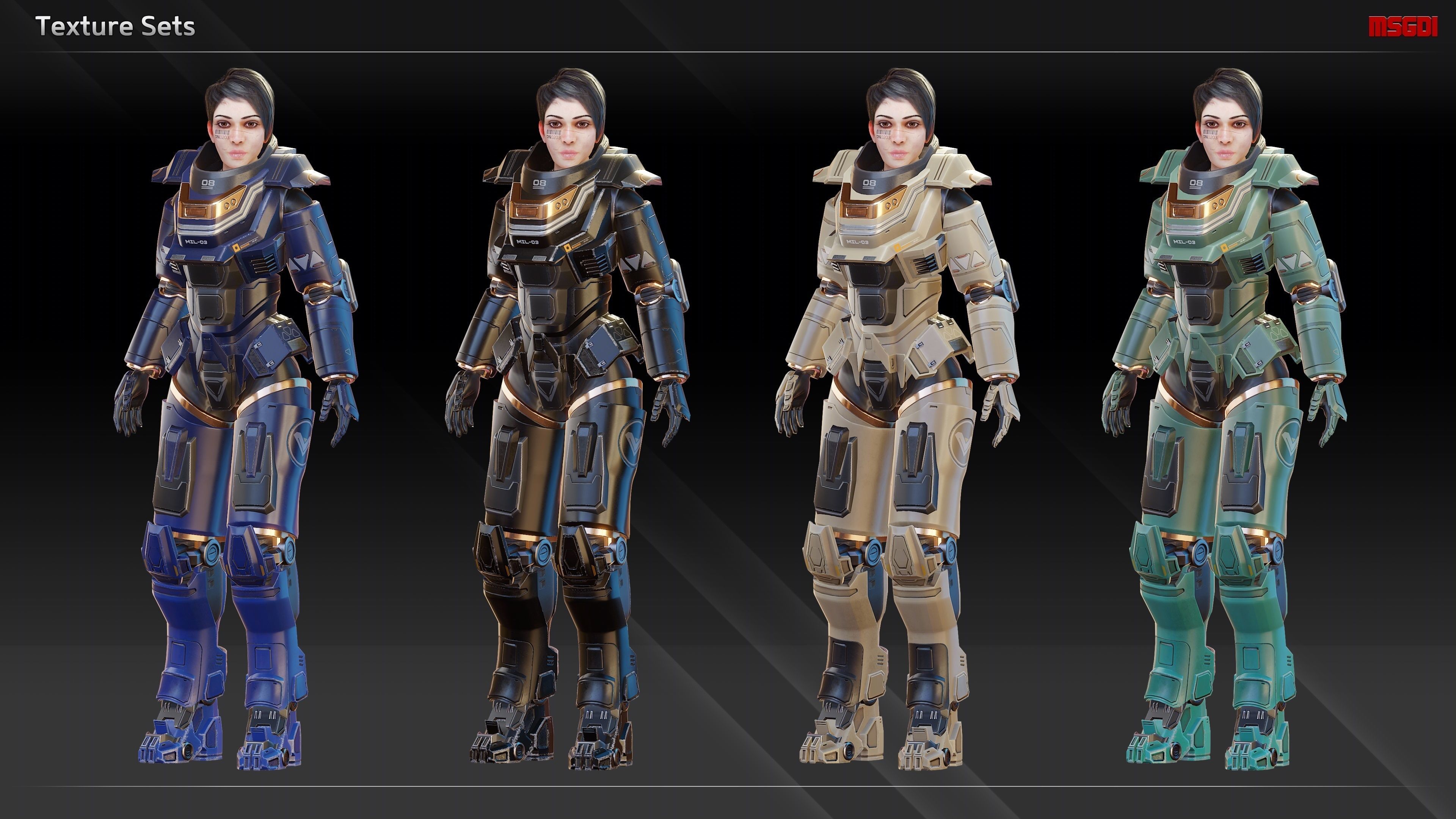 Scifi Heavy Soldier Manon Low-poly 3D model_16