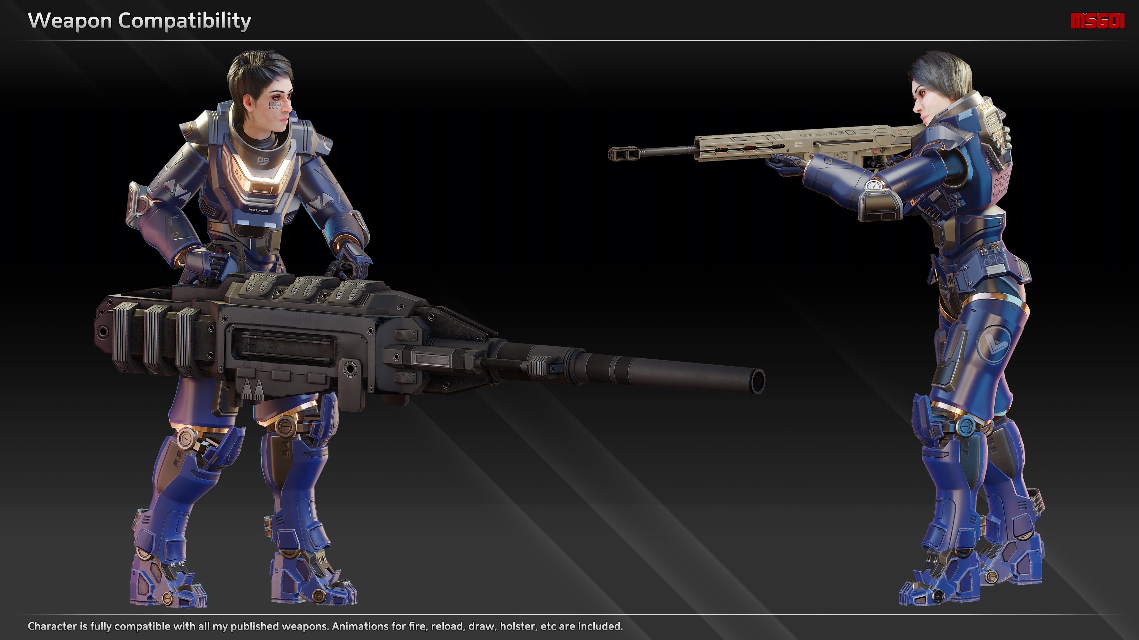 Scifi Heavy Soldier Manon Low-poly 3D model_4