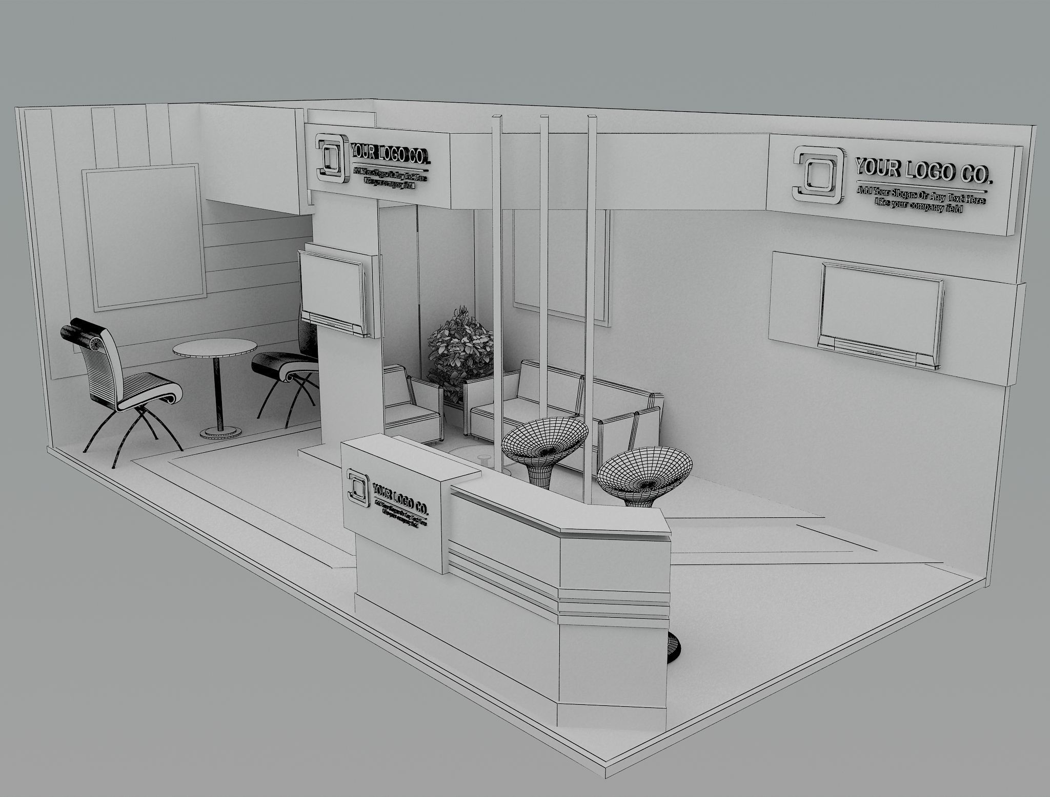 Booth Exhibition Stand a493a 3D model_1