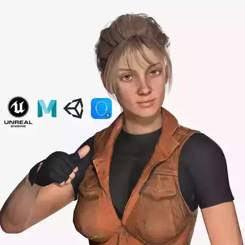 Realistic women modular character female f1 Low-poly 3D model
