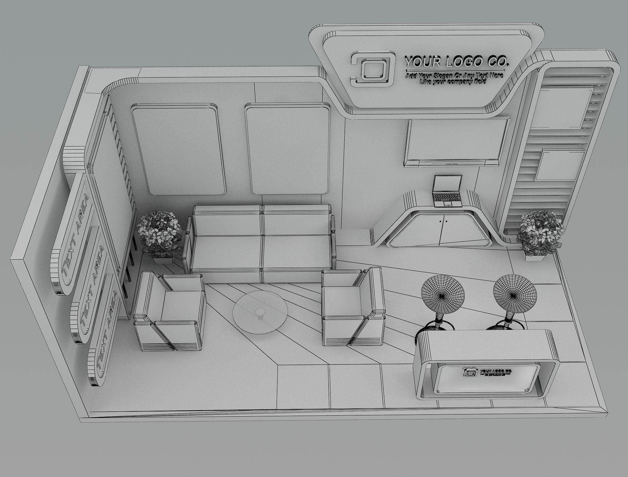 Booth Exhibition Stand a493b 3D model_11