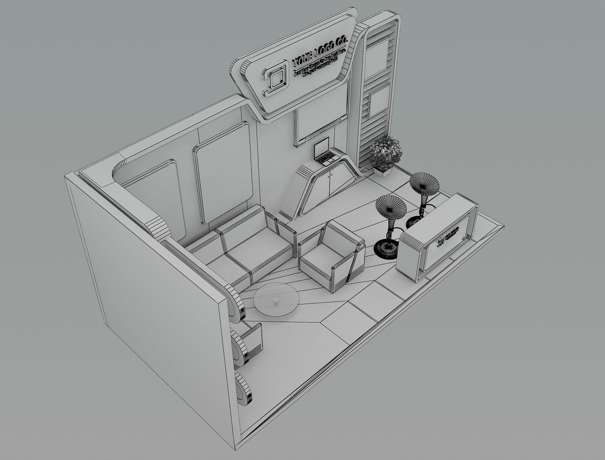 Booth Exhibition Stand a493b 3D model_15