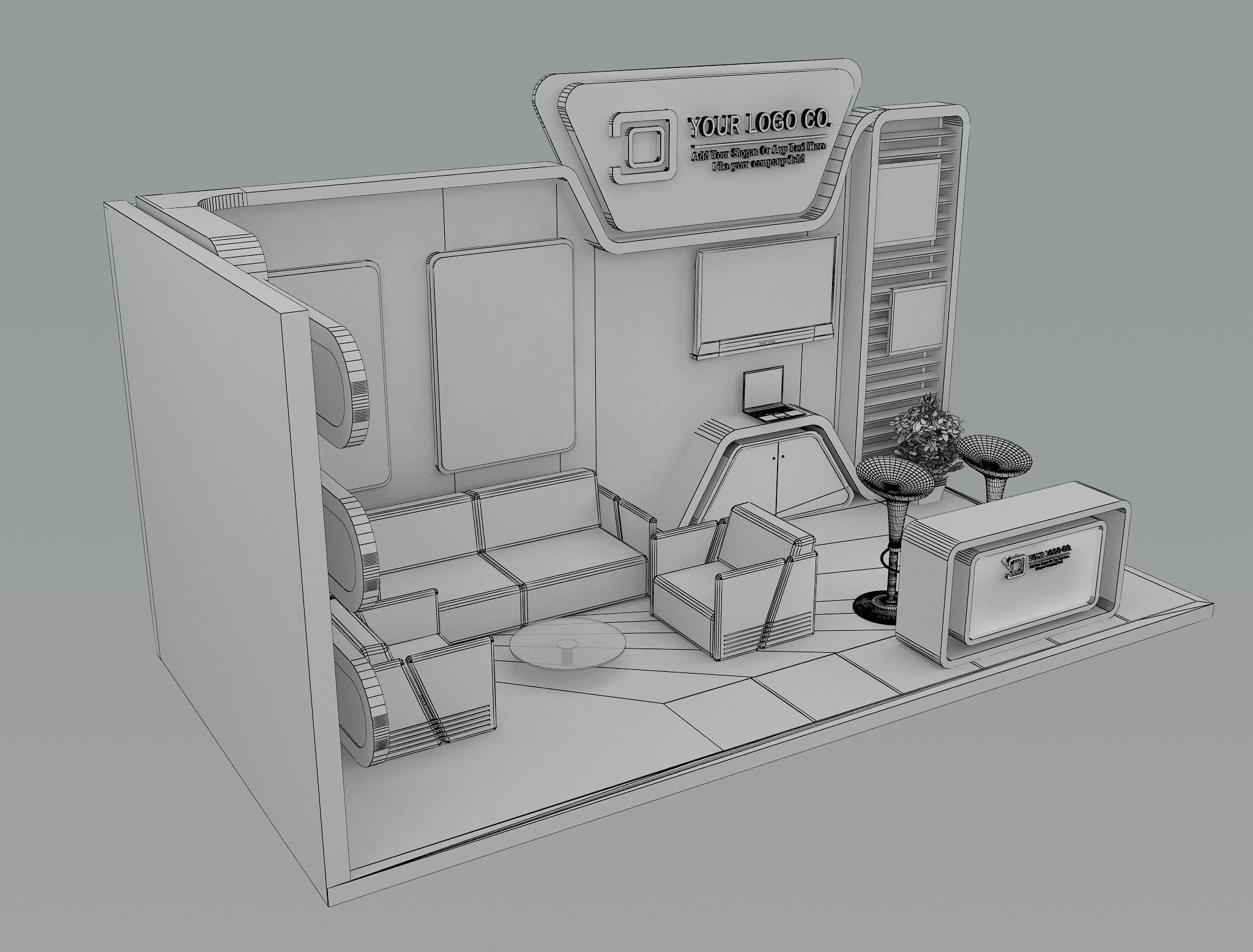 Booth Exhibition Stand a493b 3D model_3