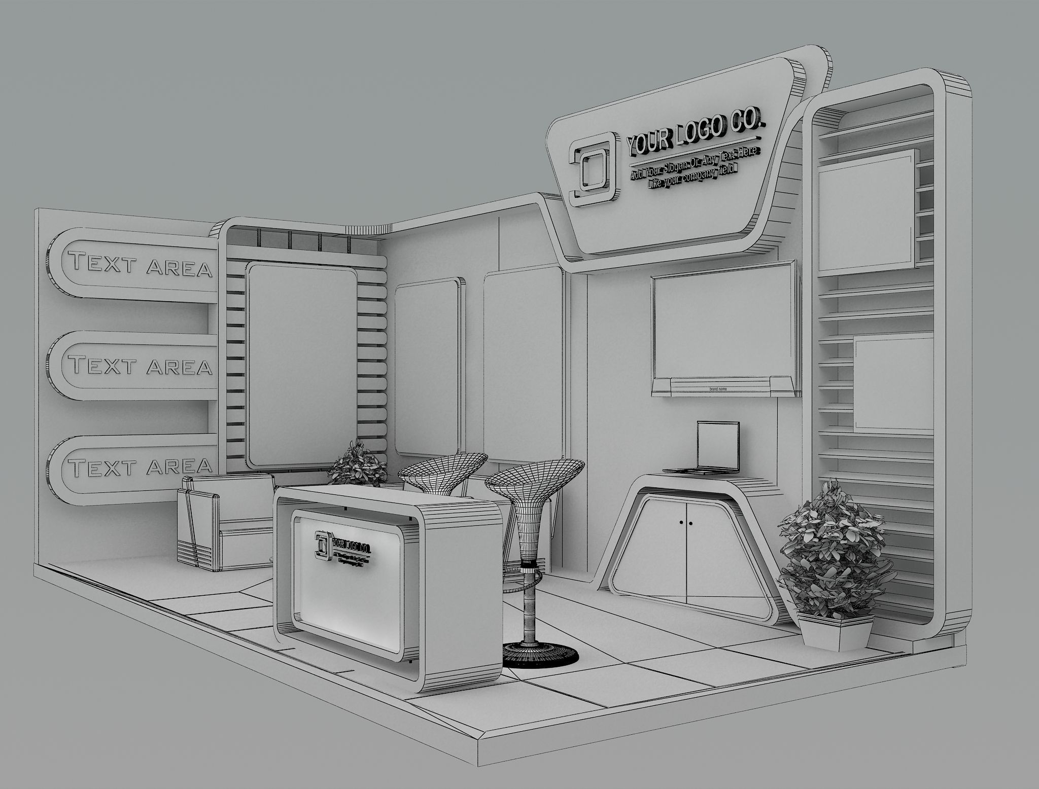 Booth Exhibition Stand a493b 3D model_1