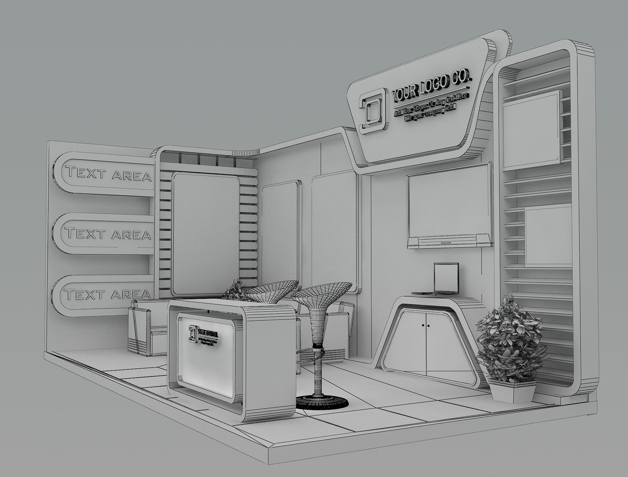 Booth Exhibition Stand a493b 3D model_13