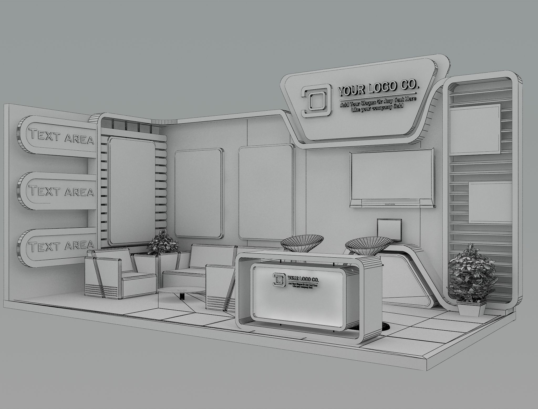 Booth Exhibition Stand a493b 3D model_9