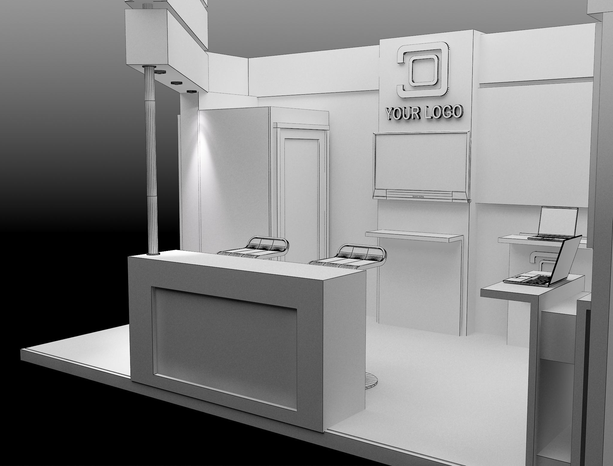 Booth Exhibition Stand a494 3D model_7