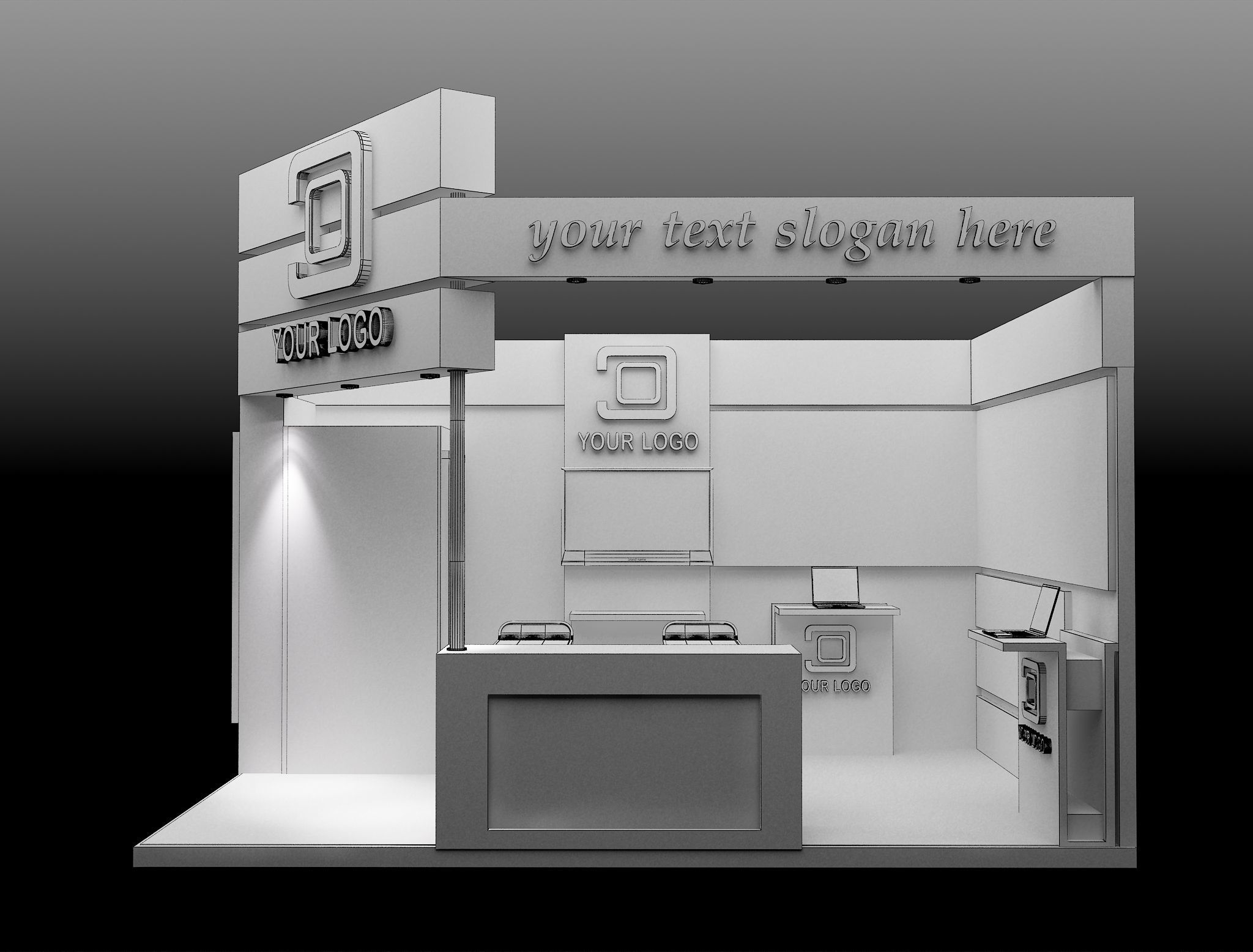 Booth Exhibition Stand a494 3D model_13