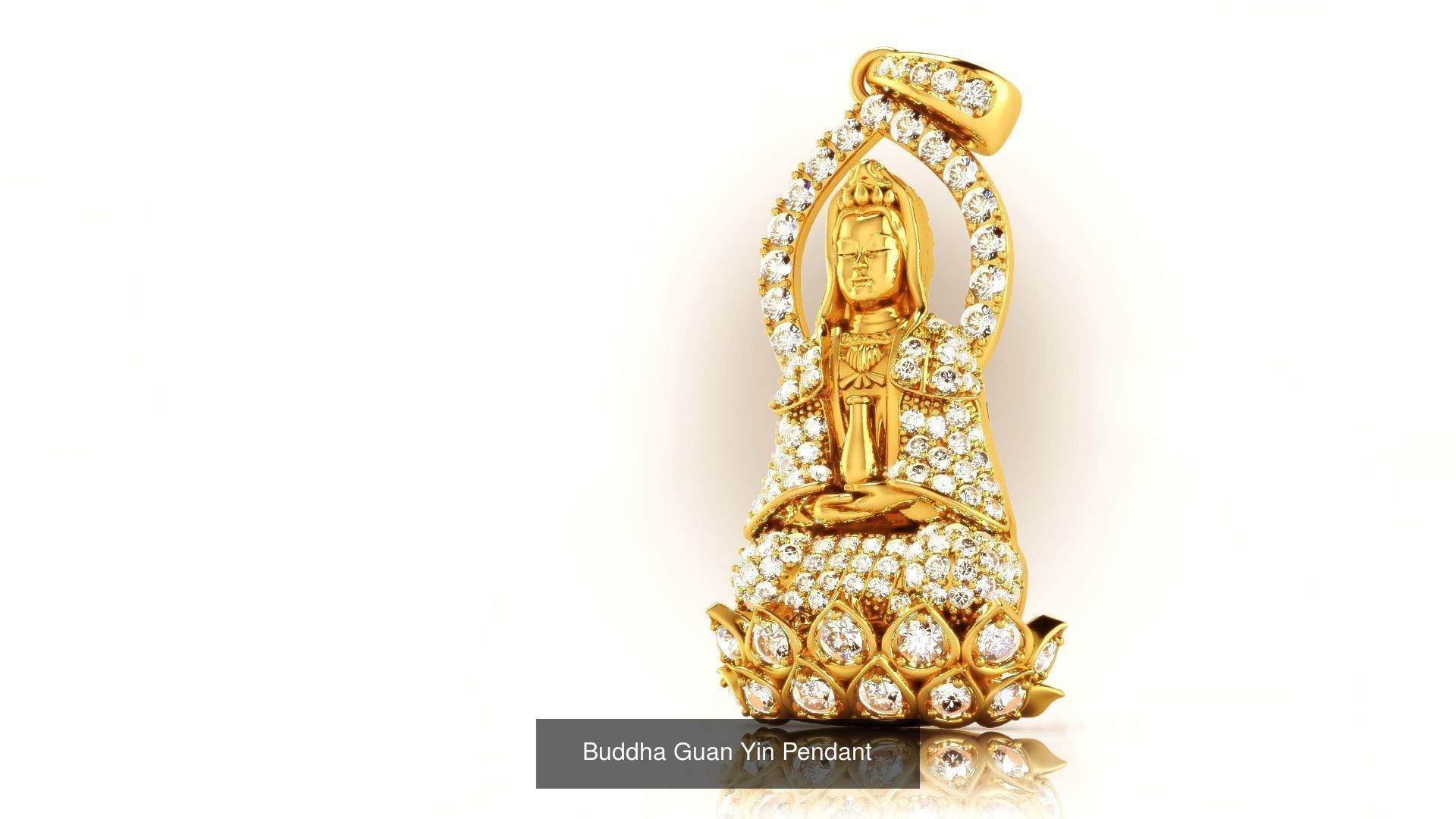 Faith Collection gold buddha pendant with diamonds _2