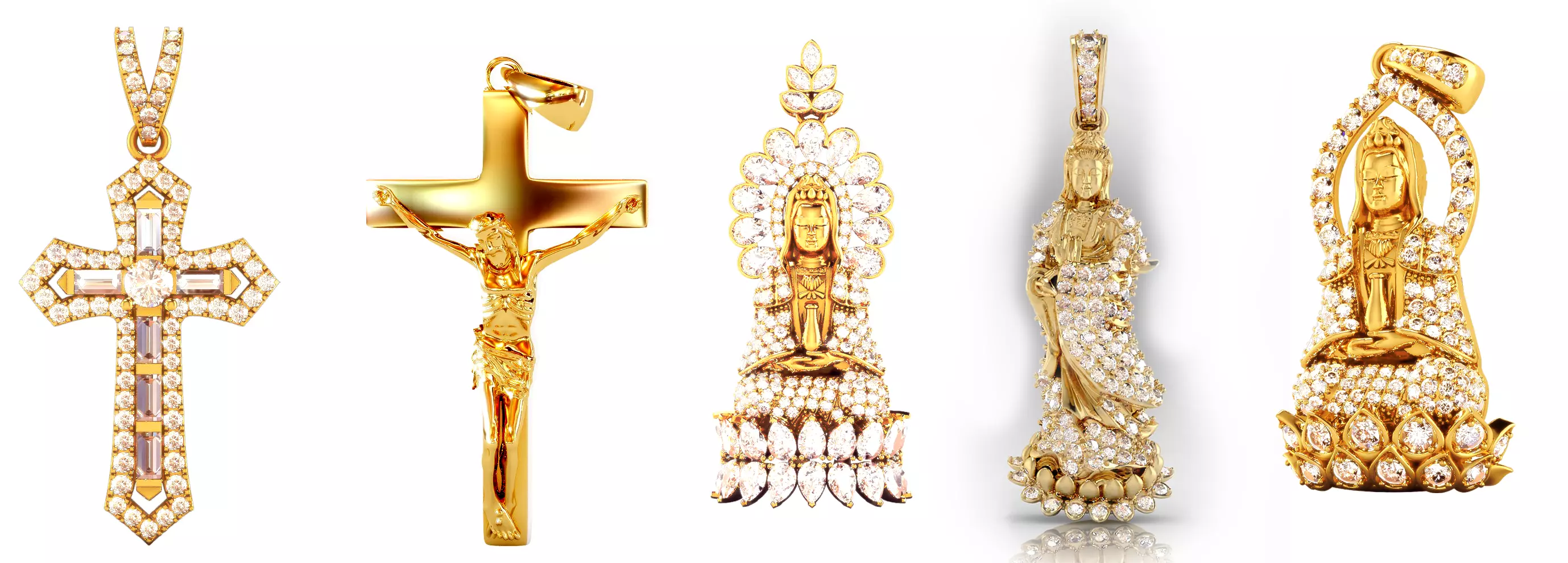 Faith Collection gold buddha pendant with diamonds _0