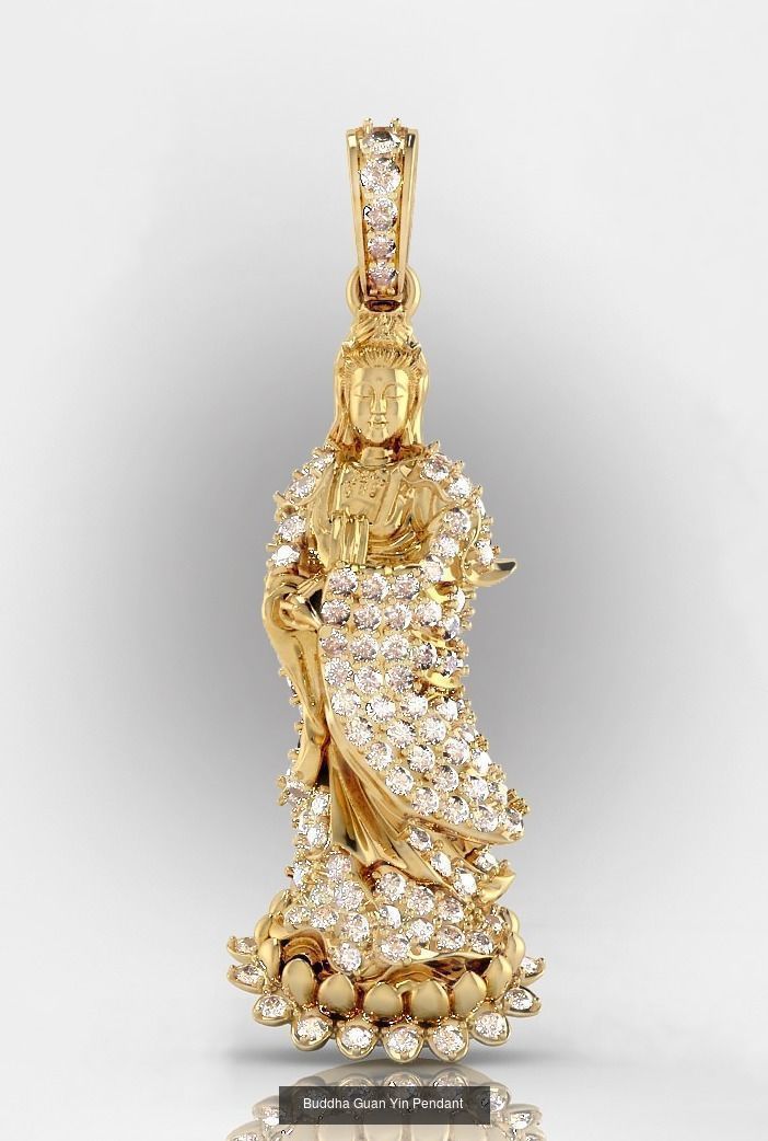Faith Collection gold buddha pendant with diamonds _1