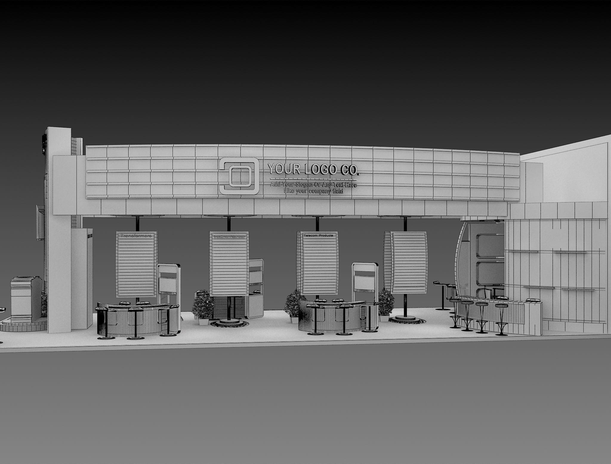 Booth Exhibition Stand a495b 3D model_9
