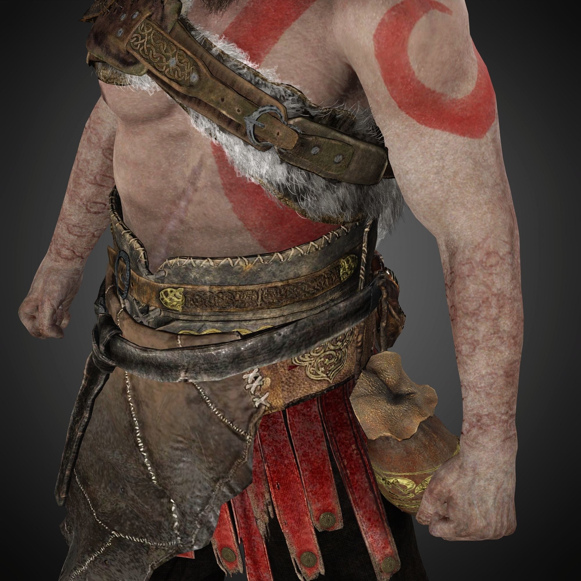 God Of War kratos Low-poly 3D model_7