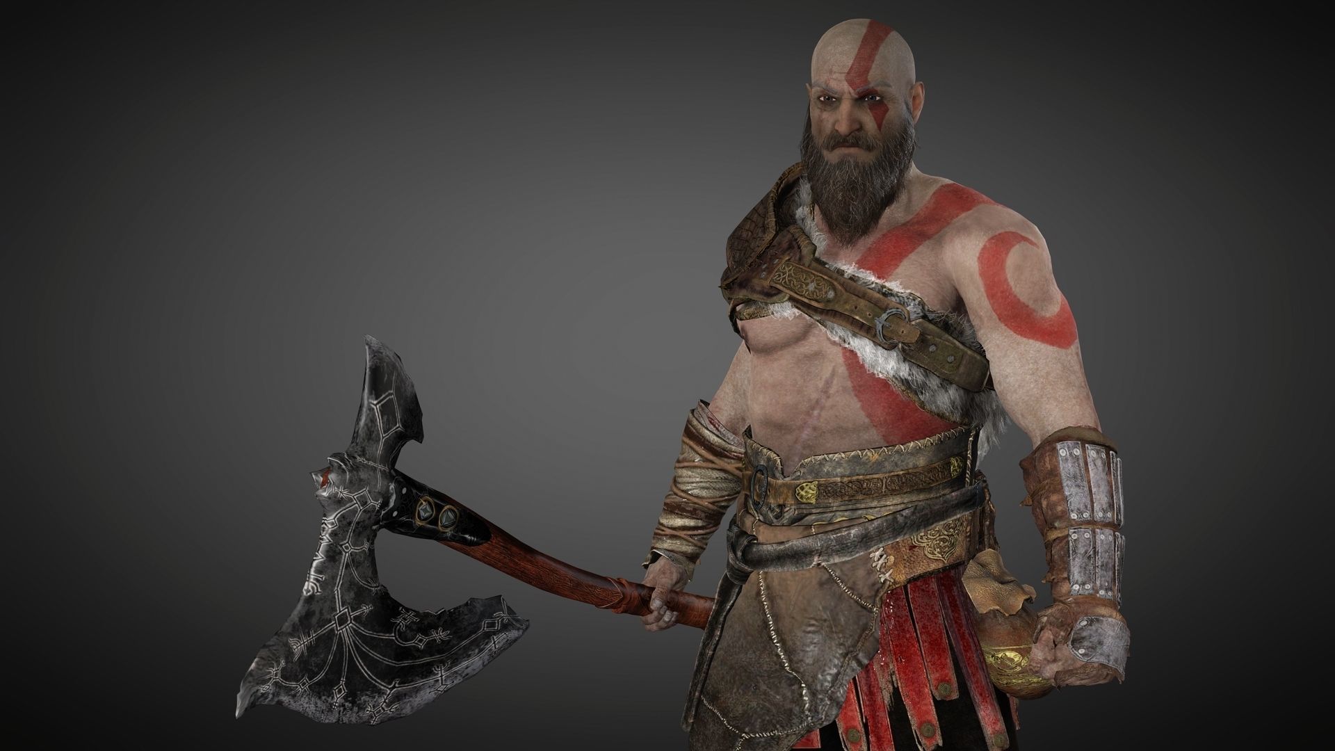 God Of War kratos Low-poly 3D model_5