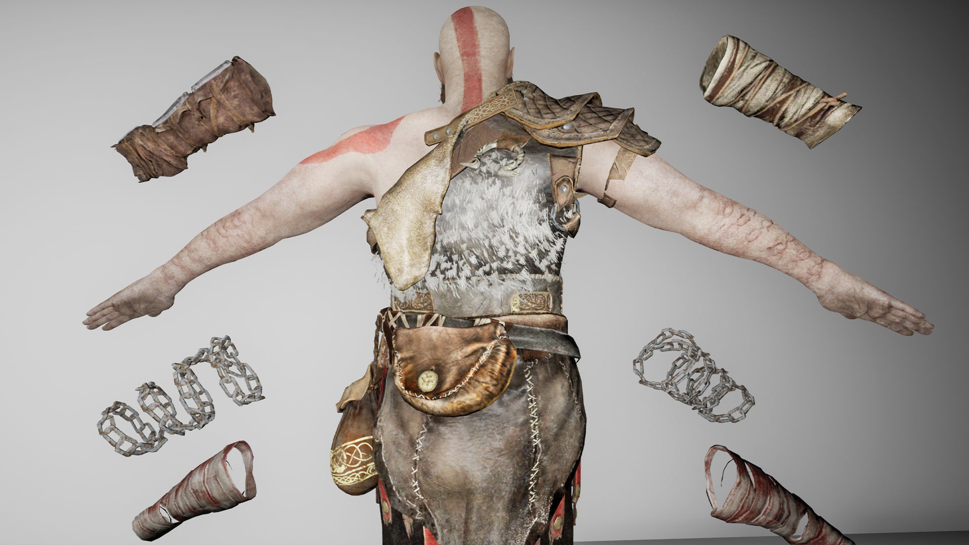 God Of War kratos Low-poly 3D model_13