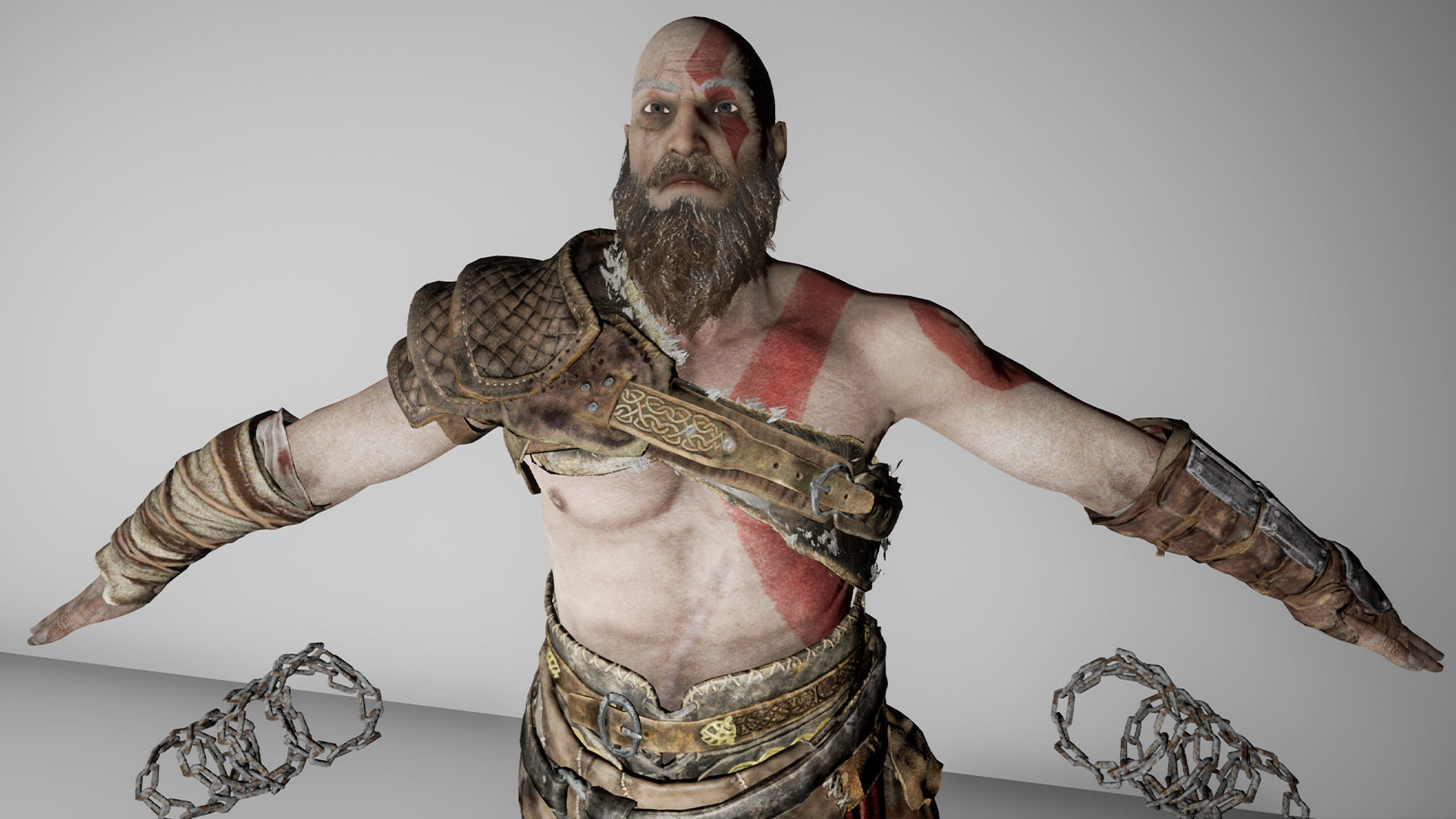 God Of War kratos Low-poly 3D model_19