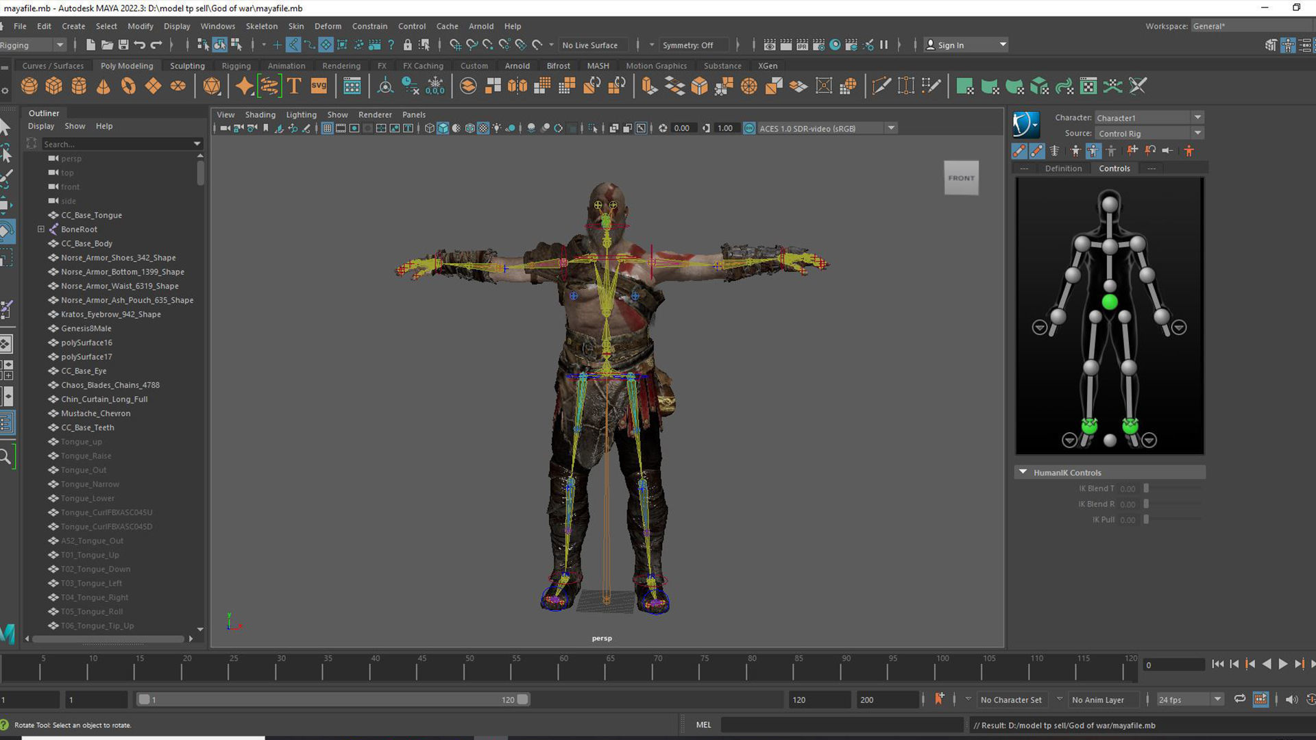 God Of War kratos Low-poly 3D model_9
