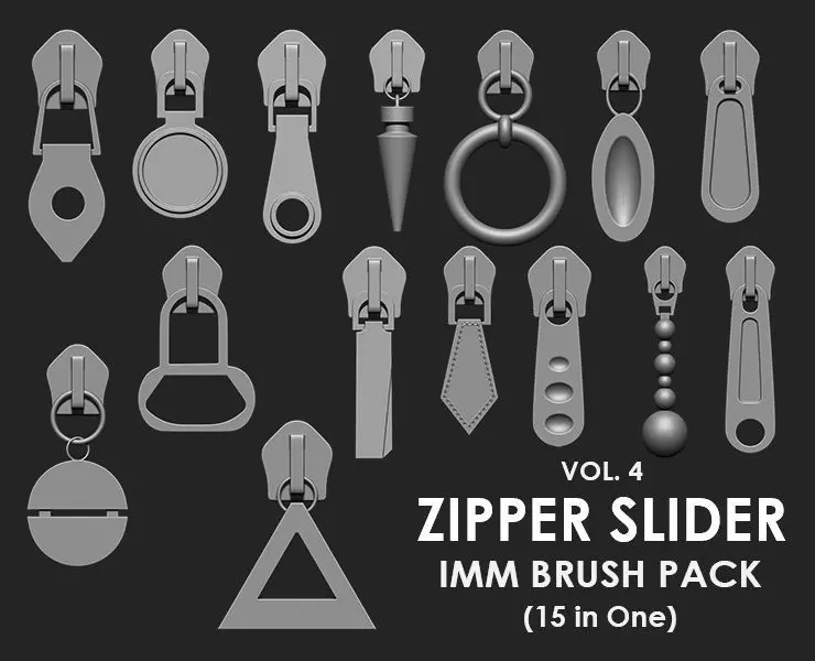 Zipper Slider IMM Brush Pack 15 in One vol 4 3D model