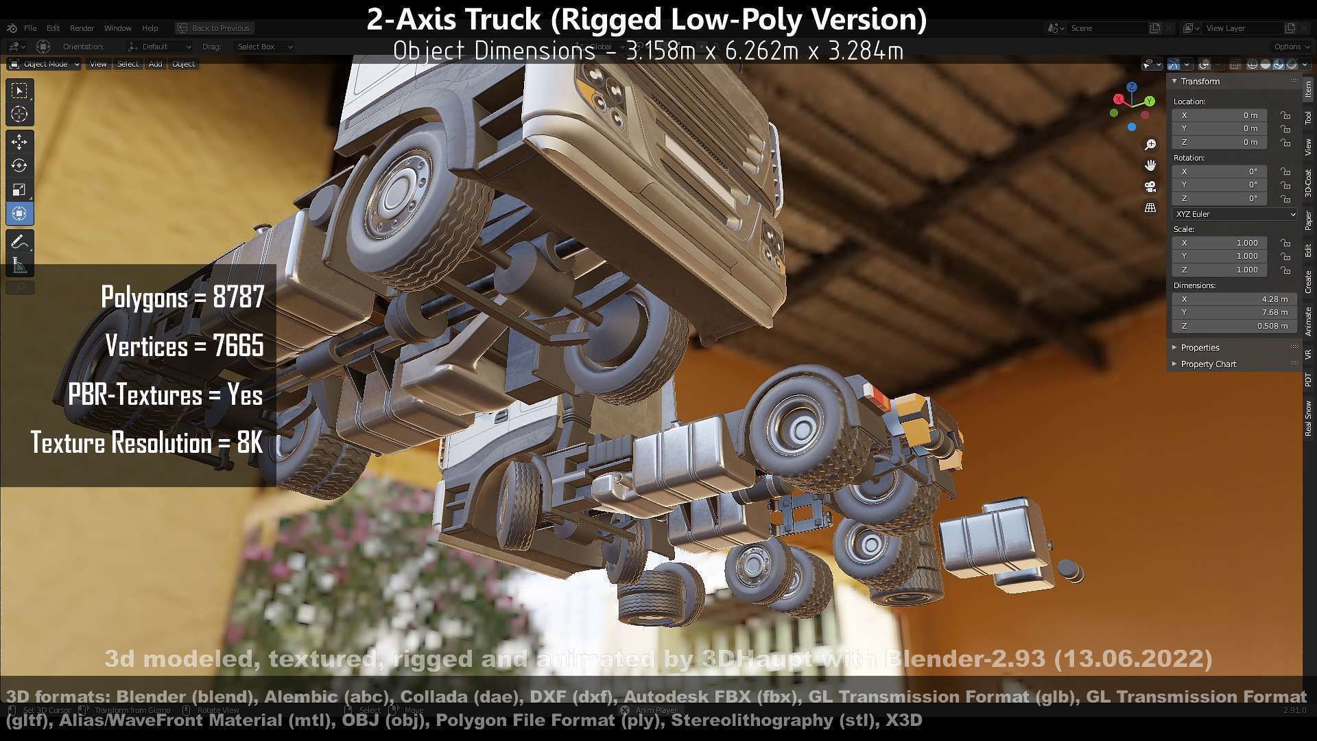 2-Axis Truck High and Low-Poly Version 3D Model Collection_74