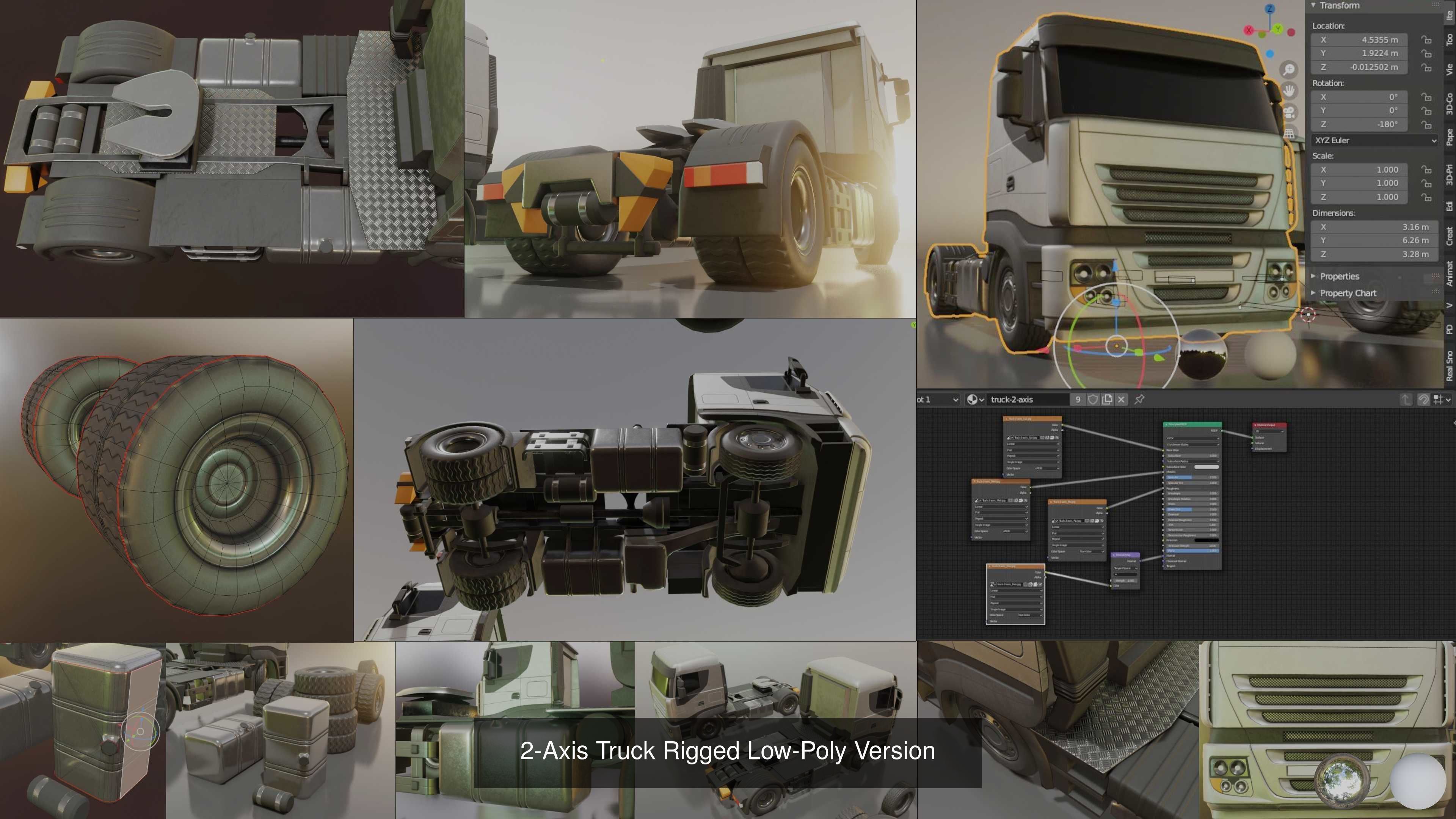 2-Axis Truck High and Low-Poly Version 3D Model Collection_4