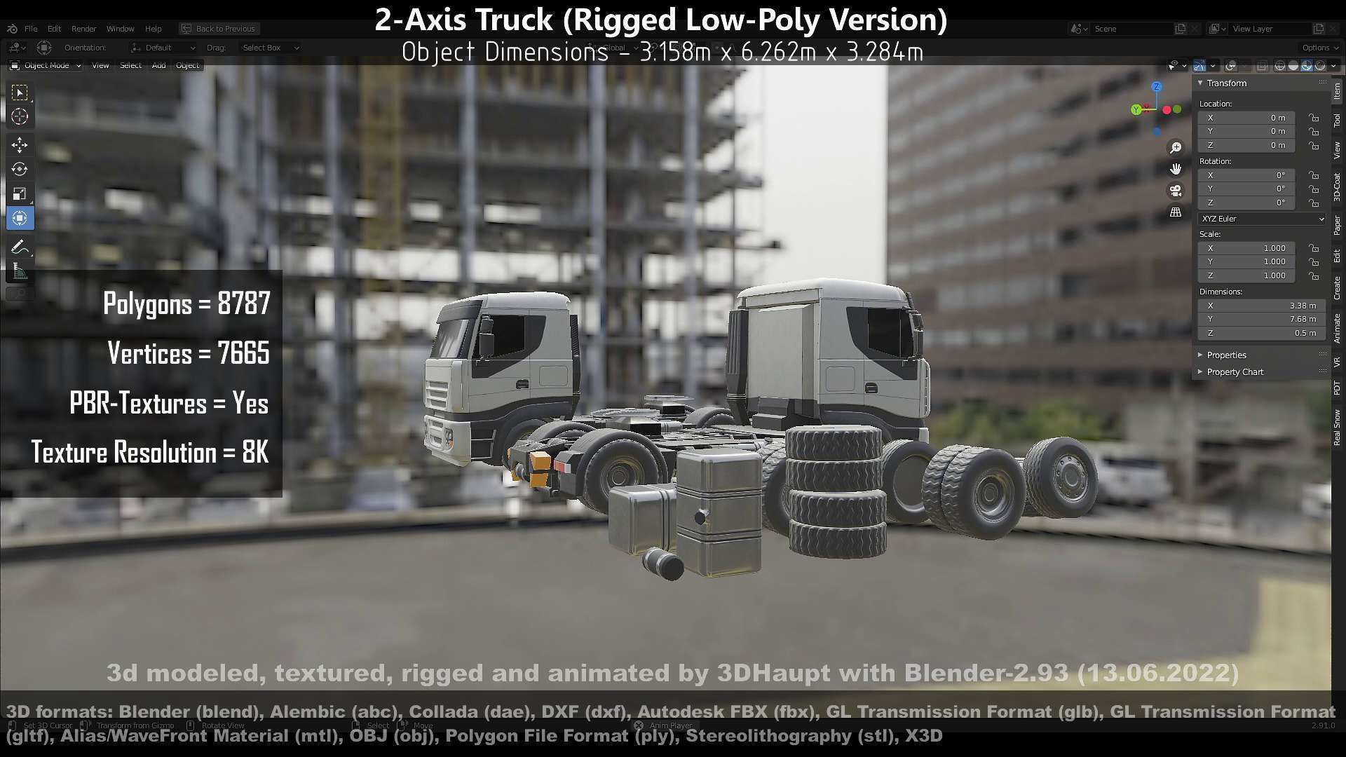 2-Axis Truck High and Low-Poly Version 3D Model Collection_19