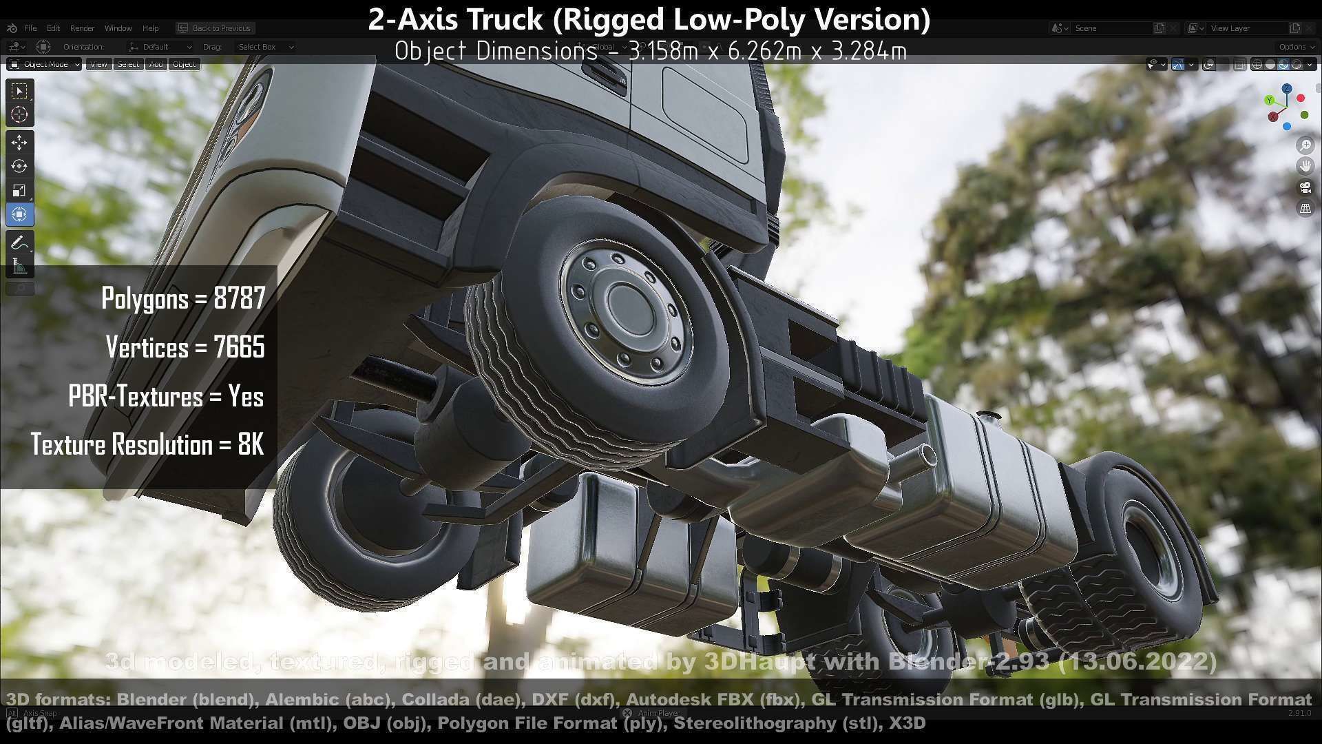 2-Axis Truck High and Low-Poly Version 3D Model Collection_34