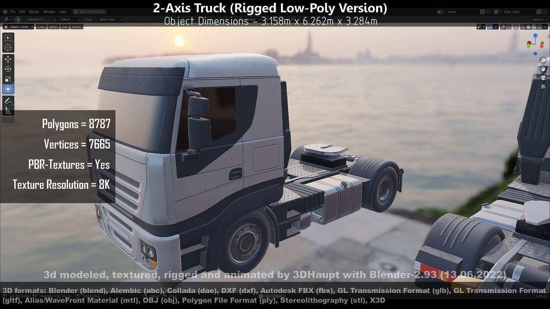2-Axis Truck High and Low-Poly Version 3D Model Collection_20