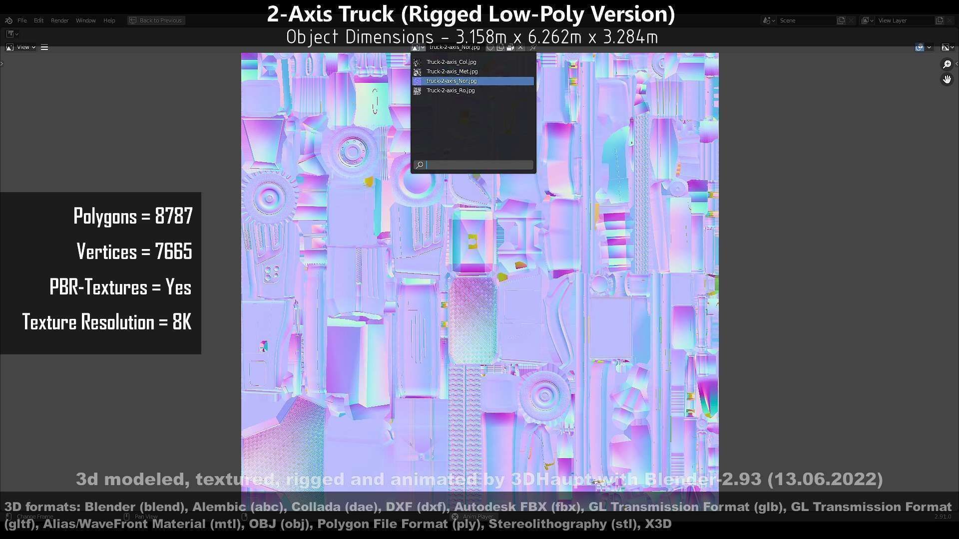 2-Axis Truck High and Low-Poly Version 3D Model Collection_38