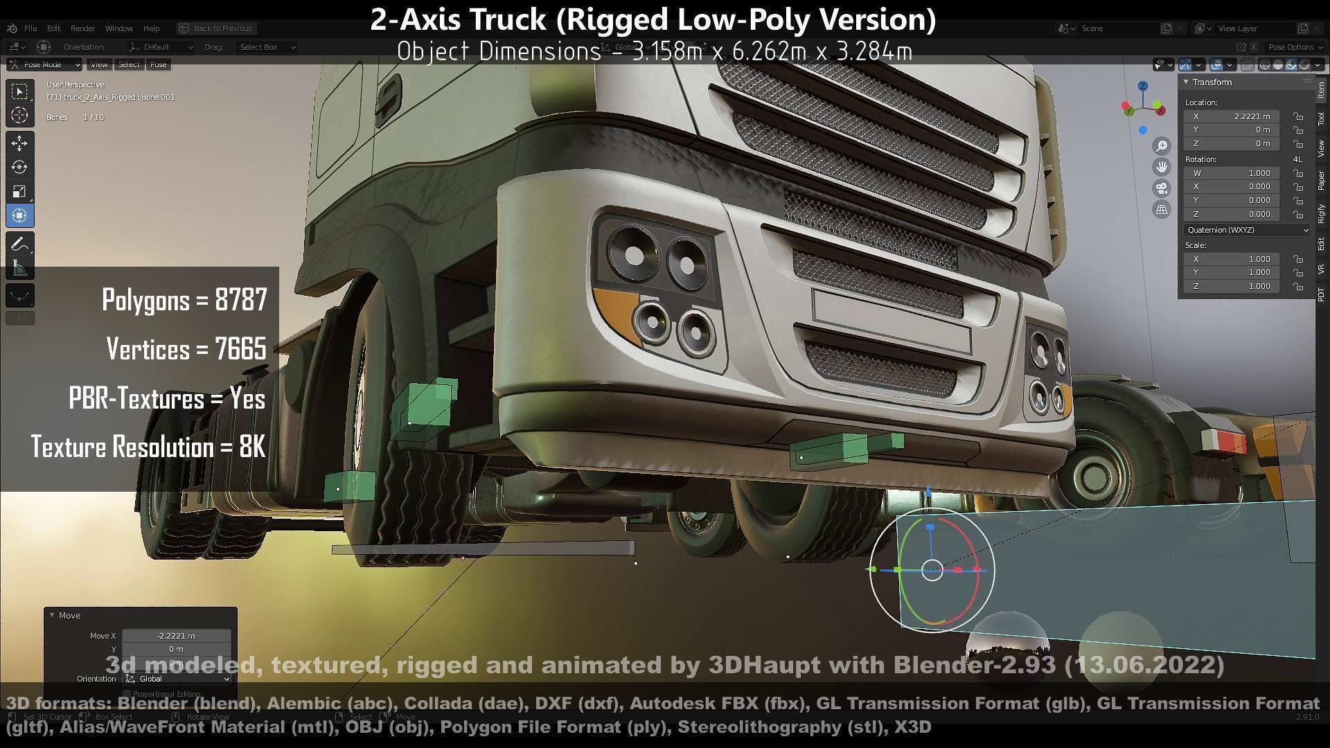 2-Axis Truck High and Low-Poly Version 3D Model Collection_54