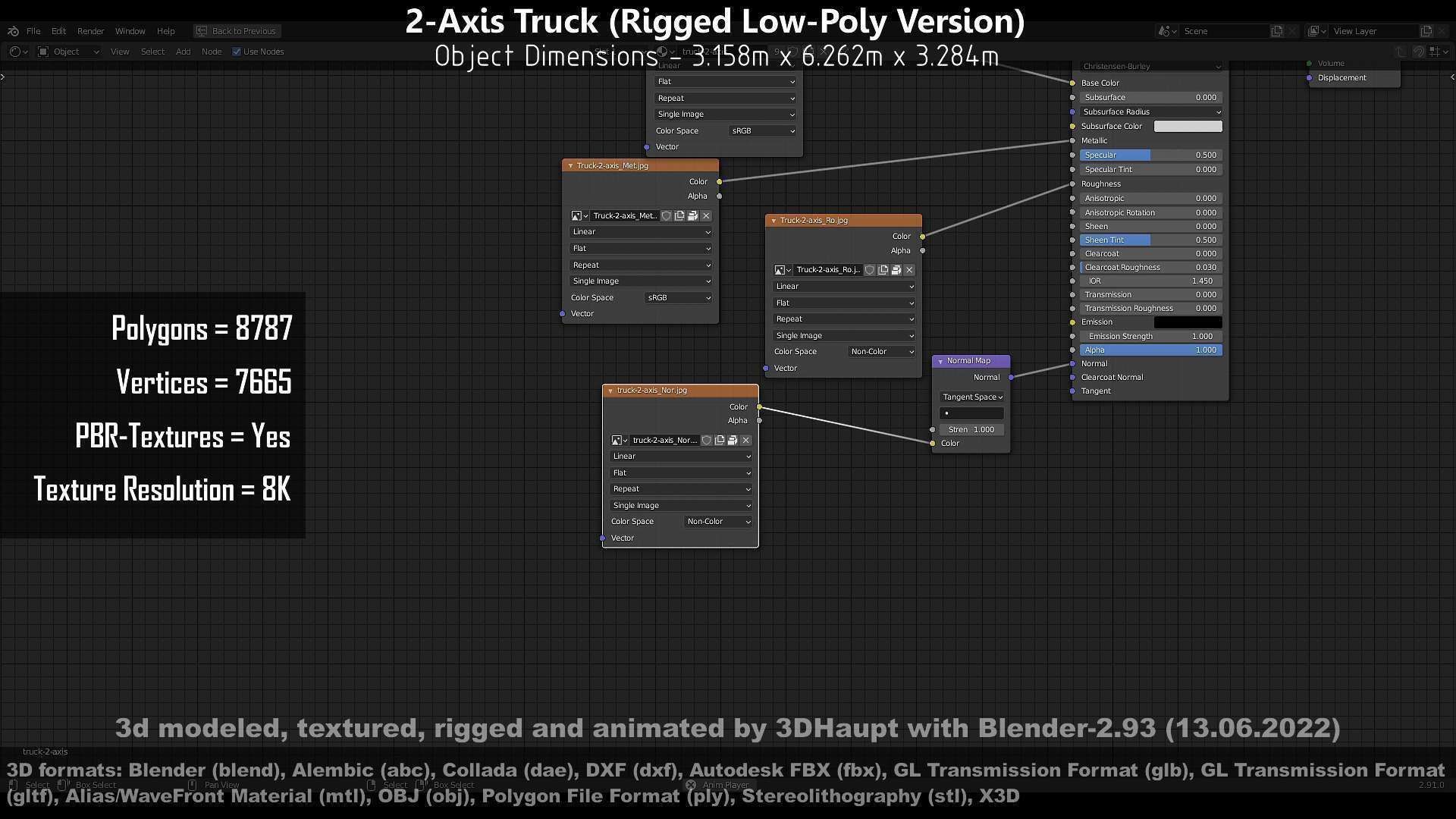 2-Axis Truck High and Low-Poly Version 3D Model Collection_101