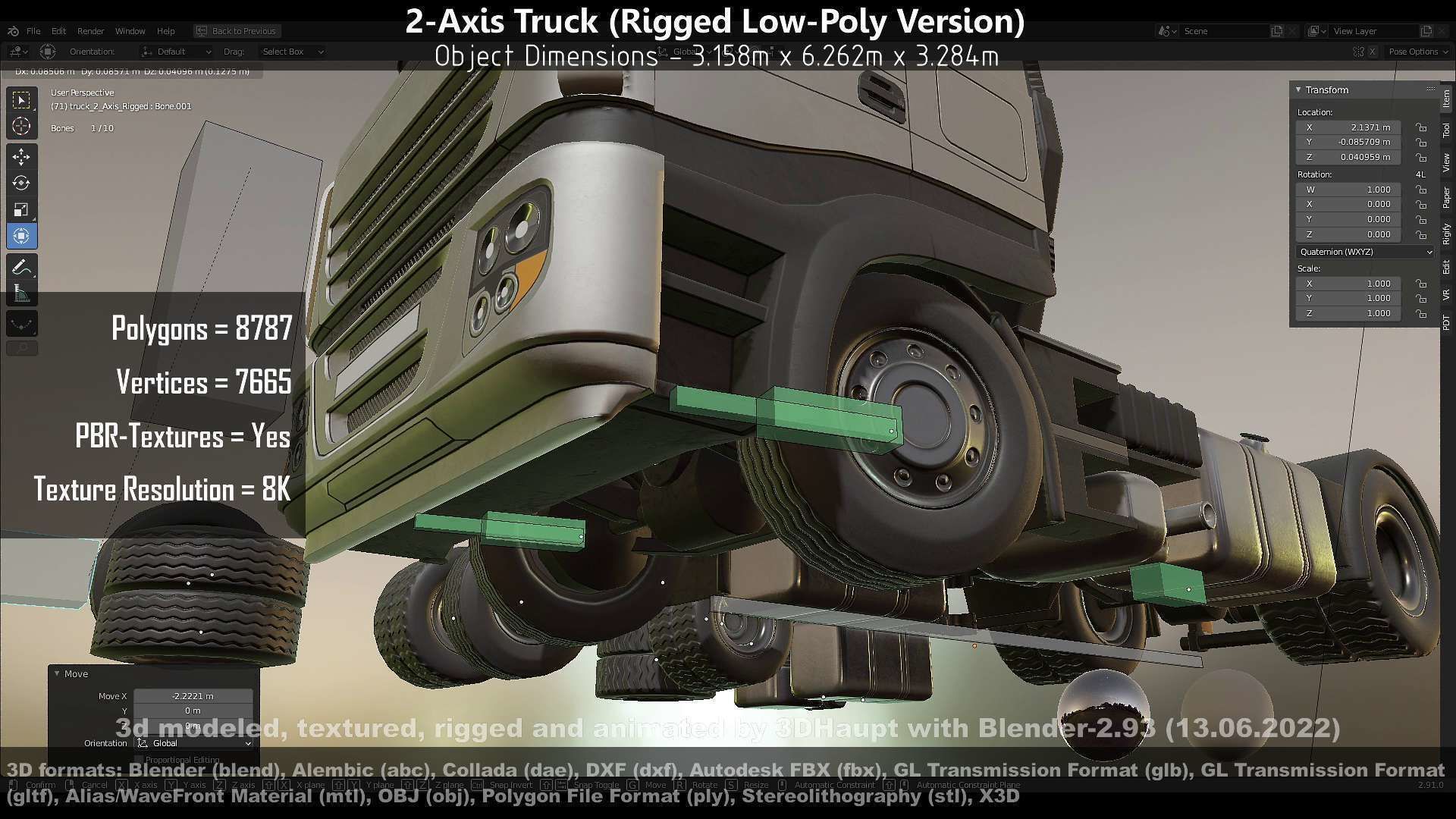 2-Axis Truck High and Low-Poly Version 3D Model Collection_63