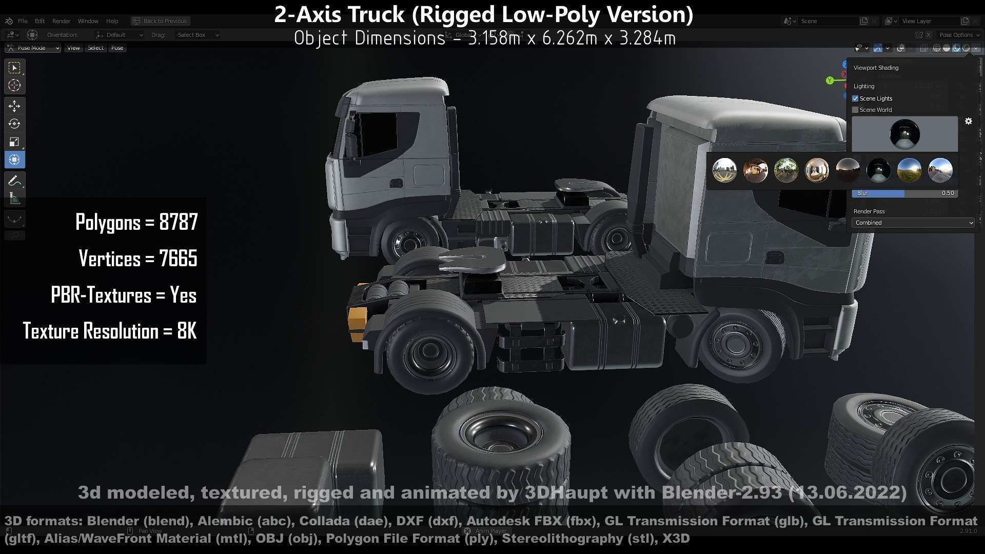 2-Axis Truck High and Low-Poly Version 3D Model Collection_117