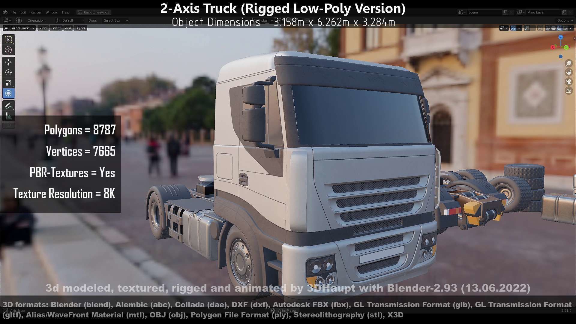 2-Axis Truck High and Low-Poly Version 3D Model Collection_143